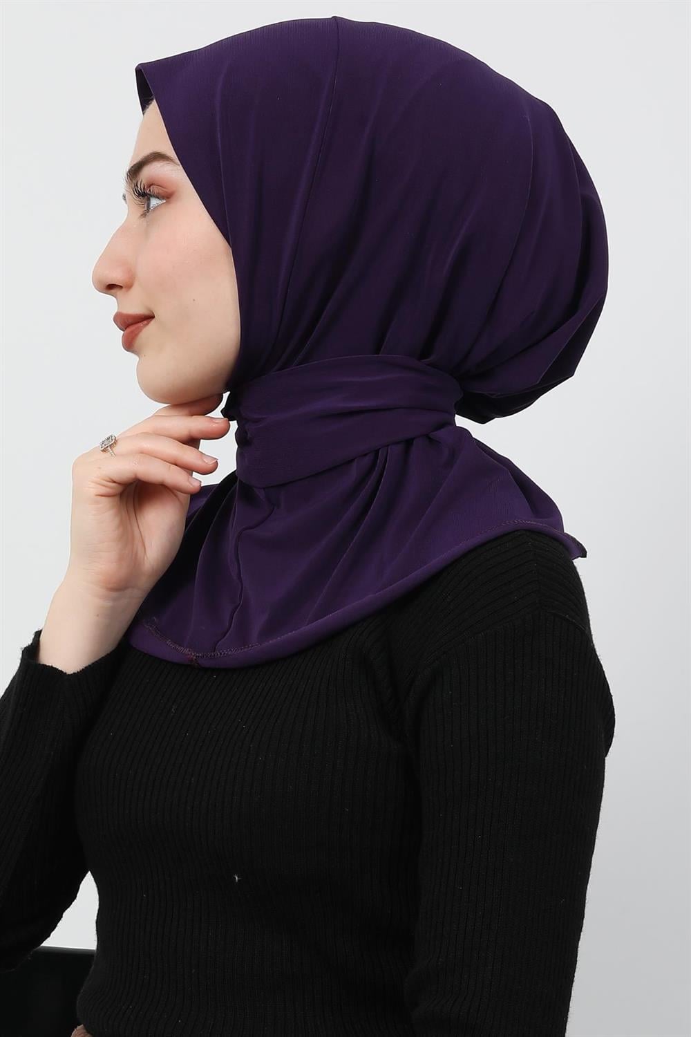 Çıtçıtlı Penye Şal Platin Mor