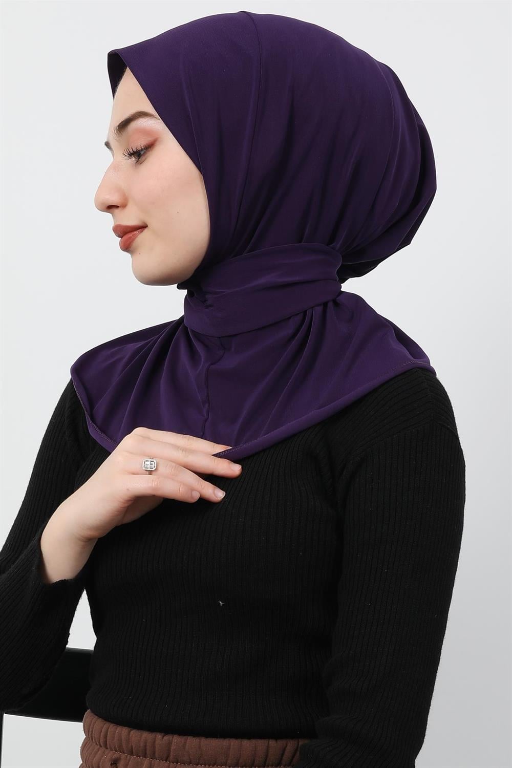 Çıtçıtlı Penye Şal Platin Mor