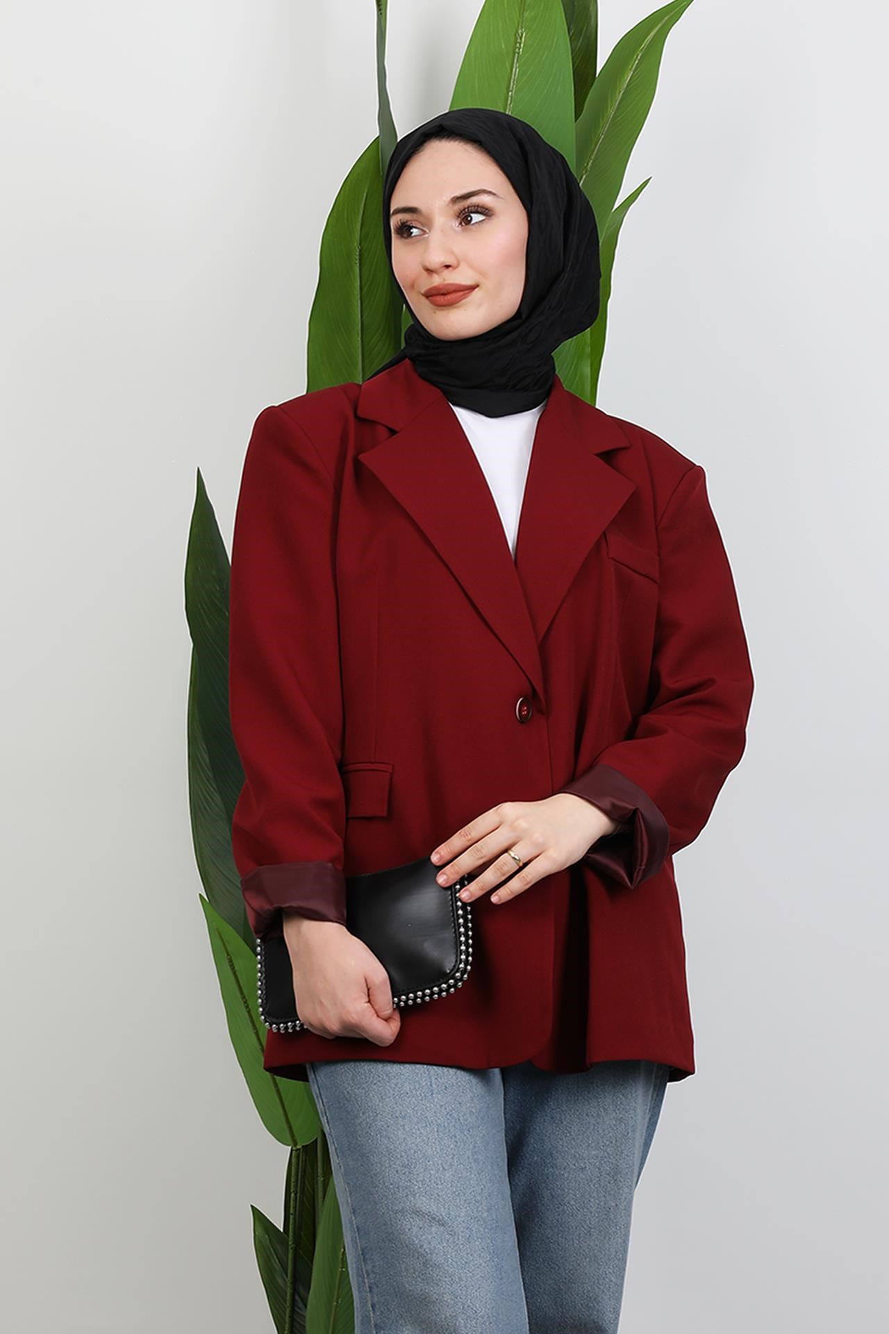 Dalya İki Düğmeli Ceket Bordo