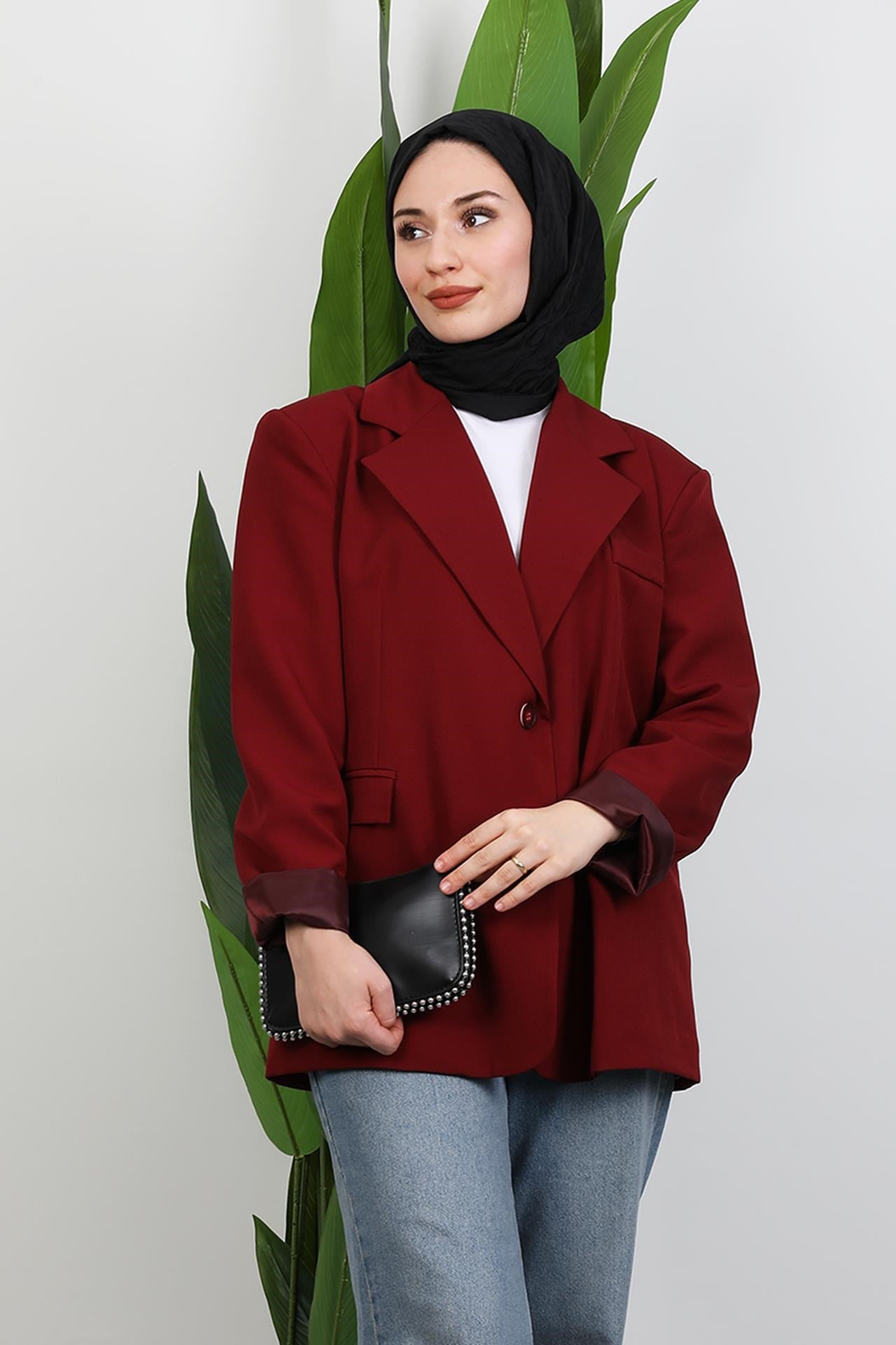 Dalya İki Düğmeli Ceket Bordo