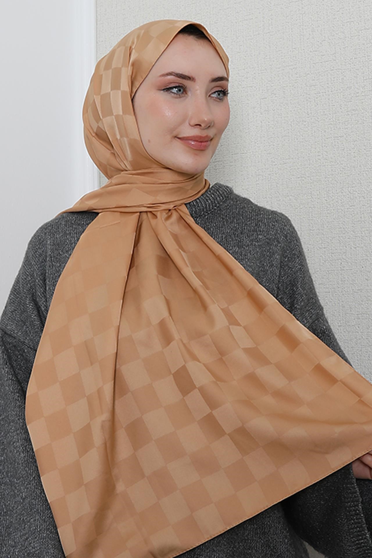 Dama Desen Şal Karamel