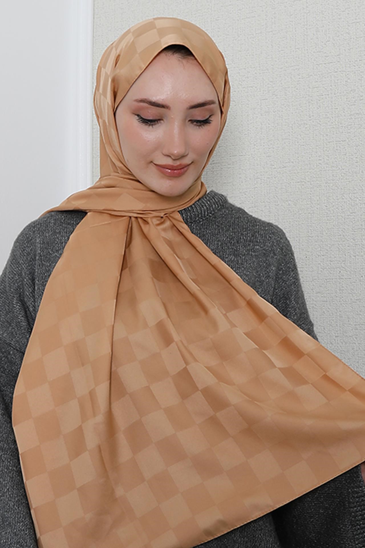 Dama Desen Şal Karamel
