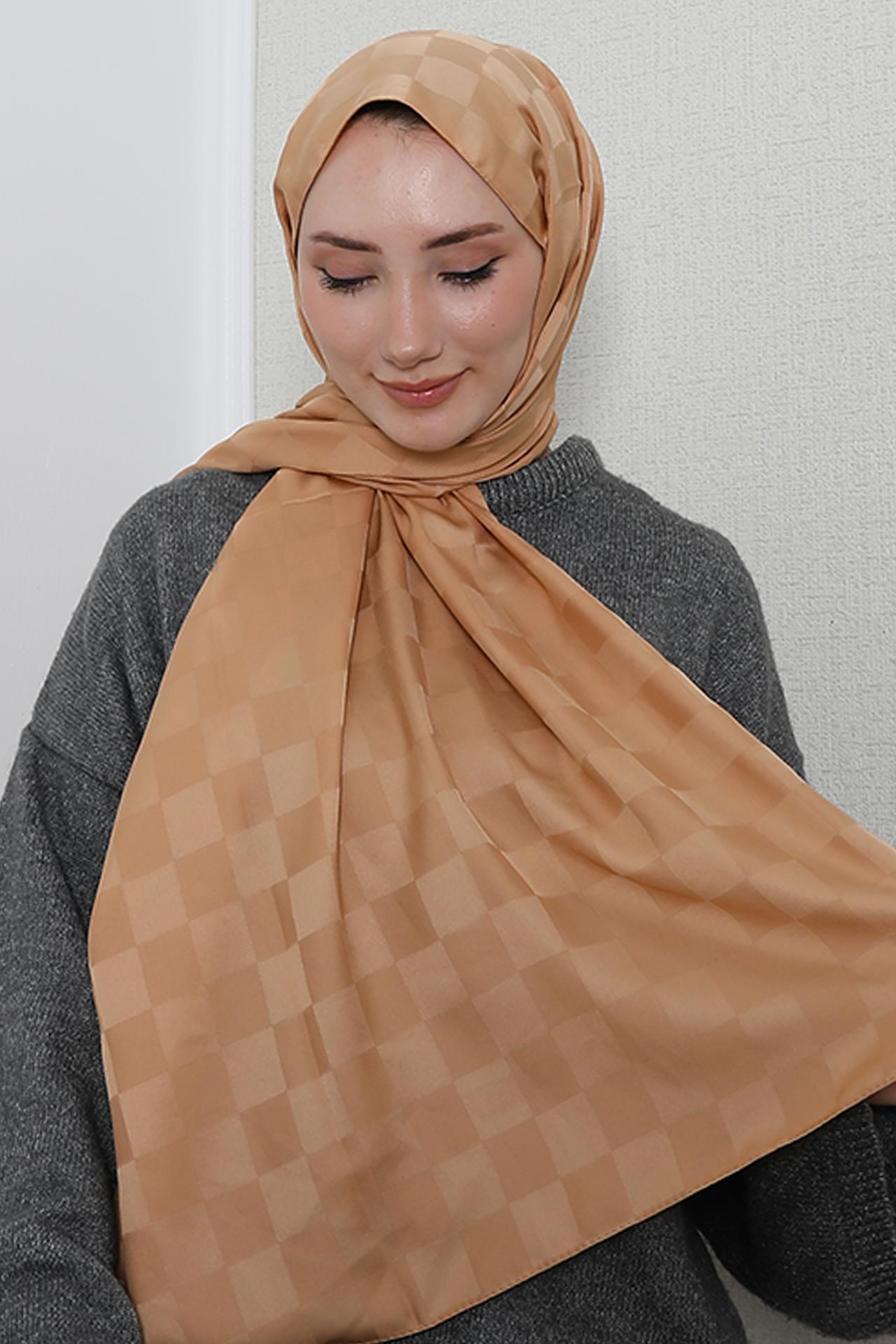 Dama Desen Şal Karamel