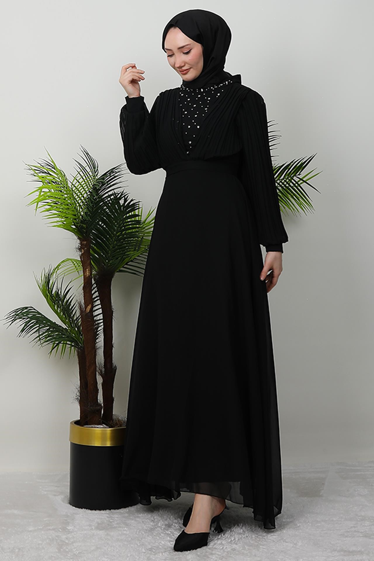 Damla Şifon Elbise Siyah