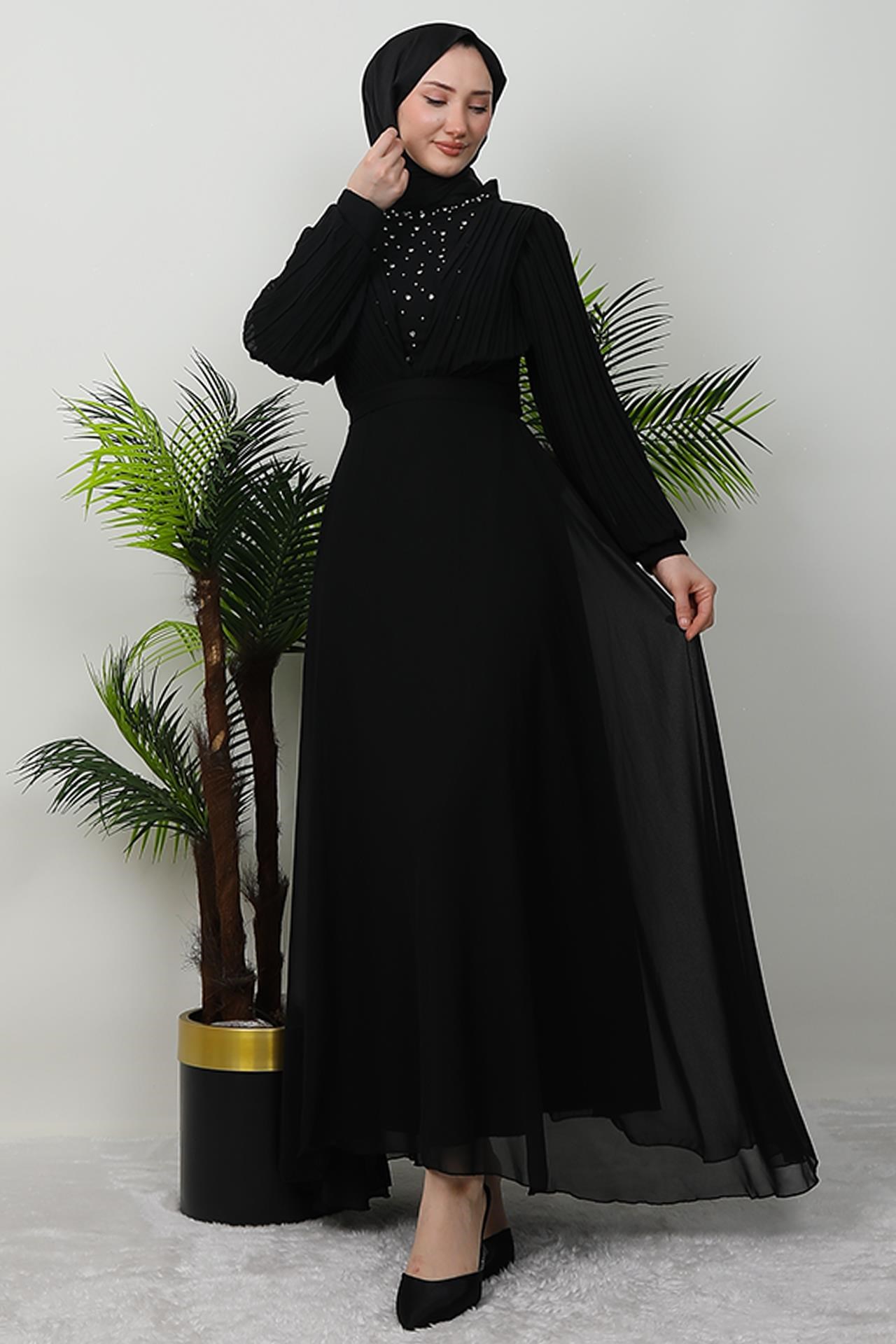 Damla Şifon Elbise Siyah