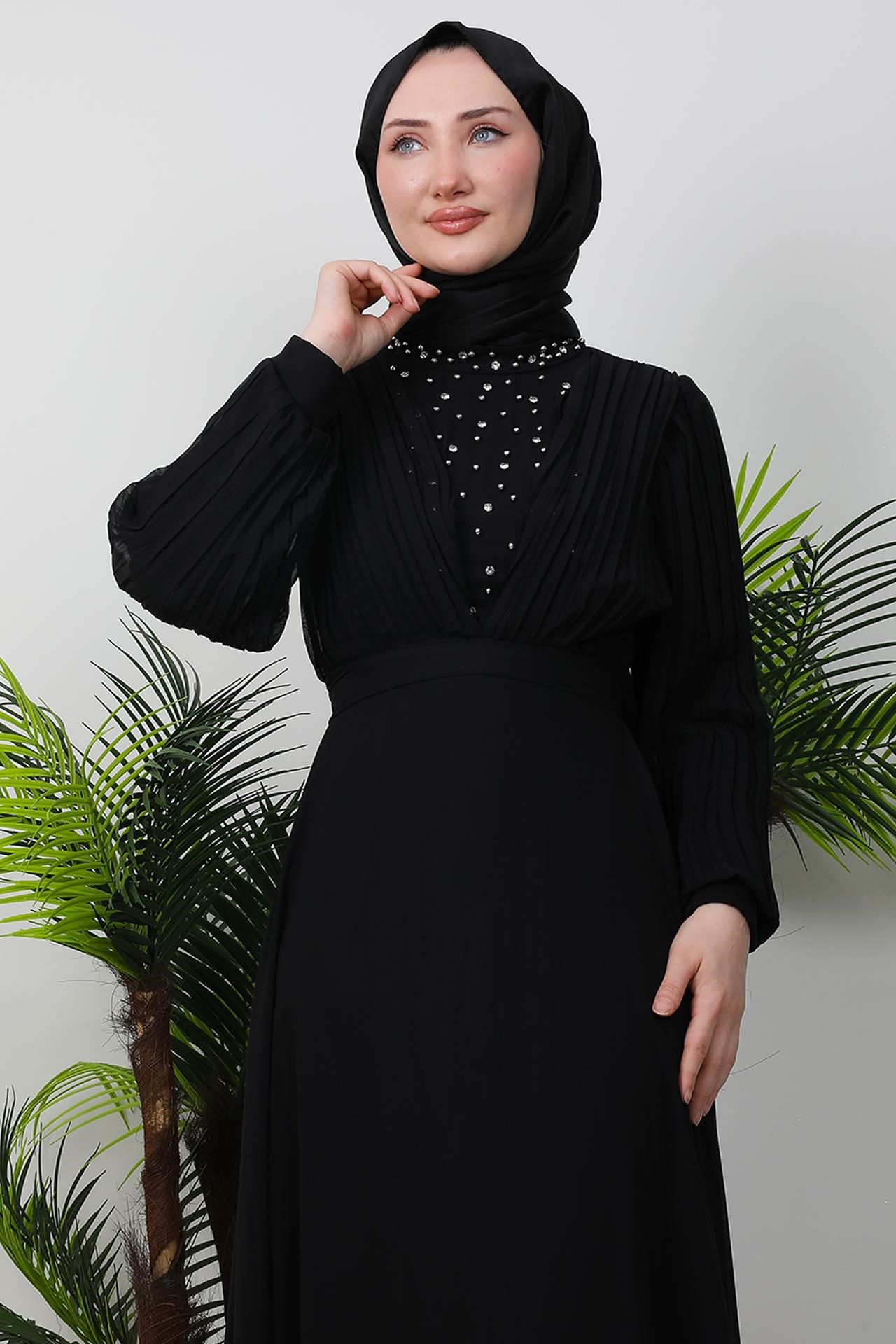 Damla Şifon Elbise Siyah