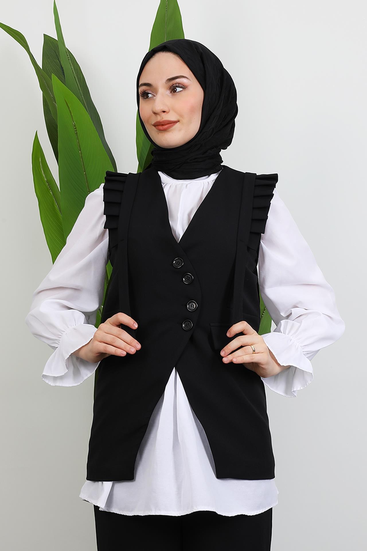Devin Fırfır Detay Takım Siyah