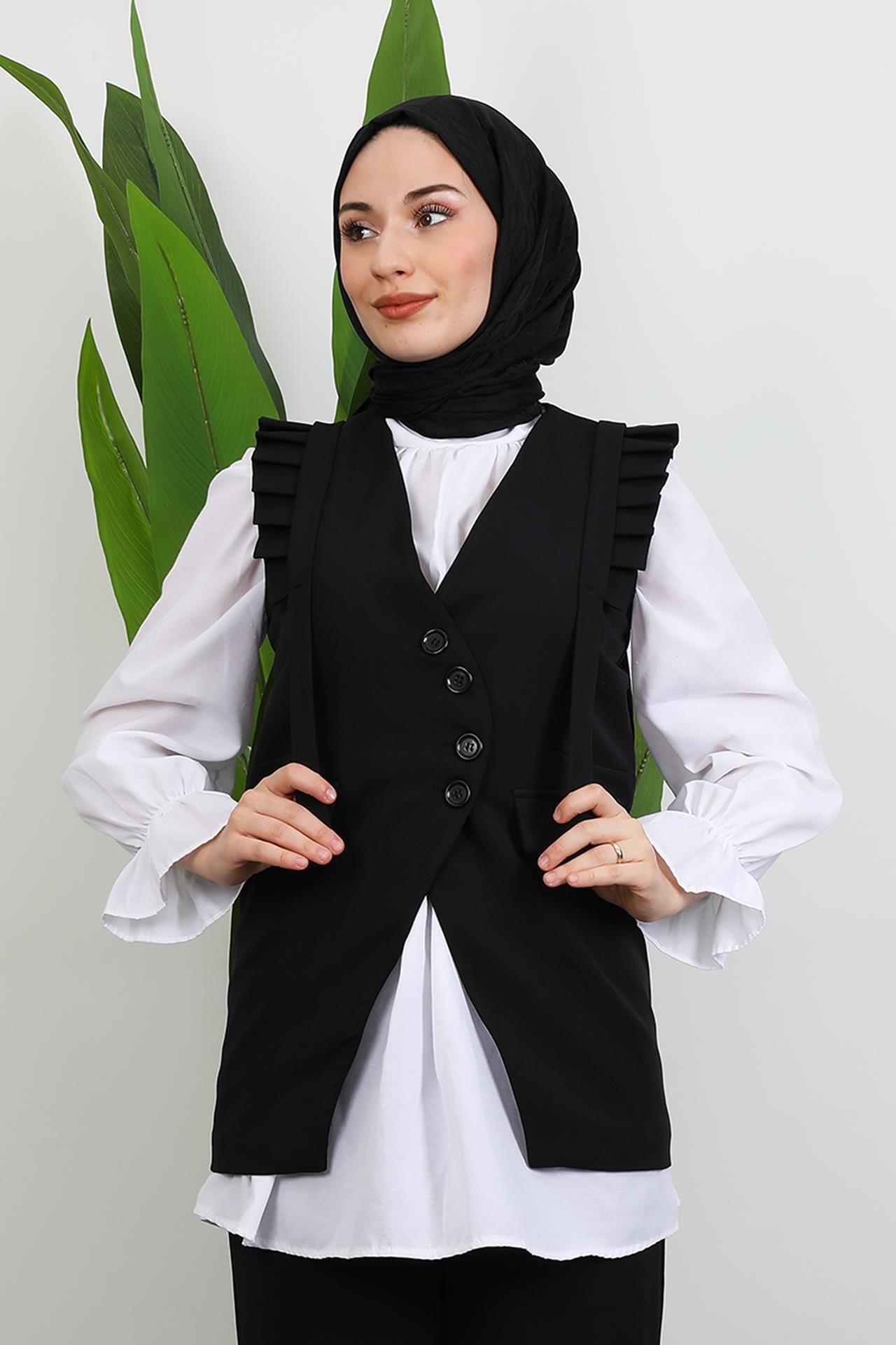 Devin Fırfır Detay Takım Siyah