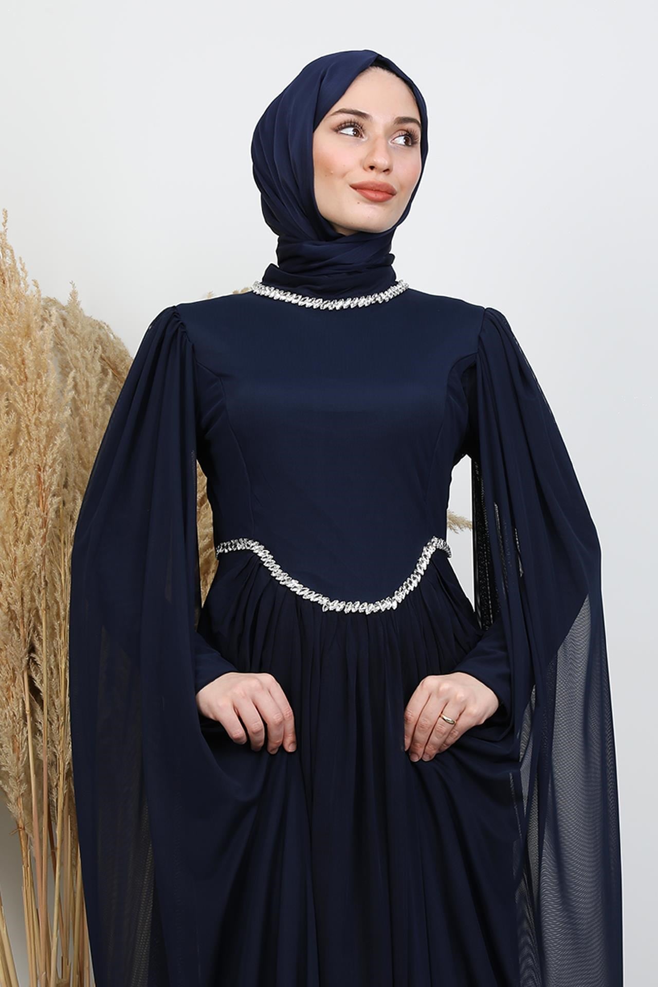 Diana Tül Abiye Lacivert