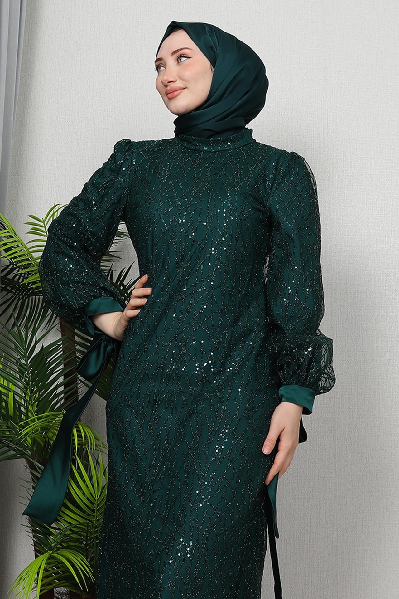 Dicle Tesettür Elbise Zümrüt