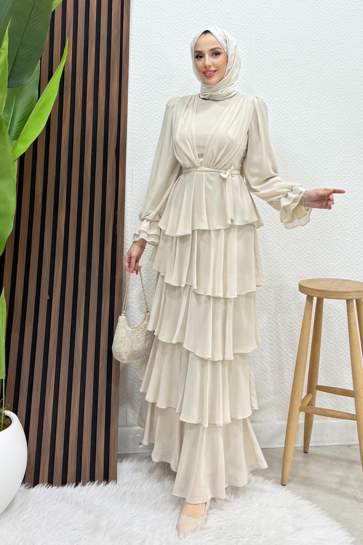 Dilara Şifon Abiye Bej