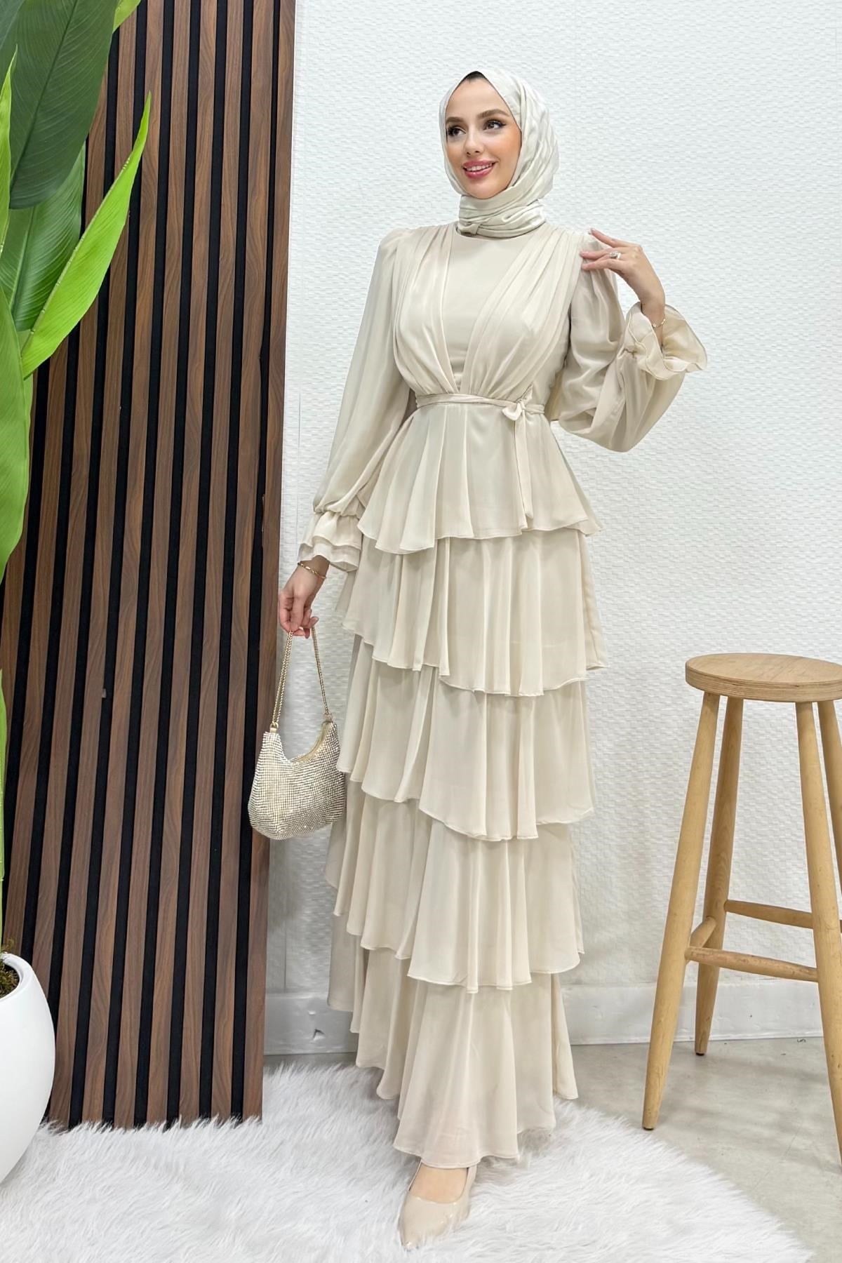 Dilara Şifon Abiye Bej