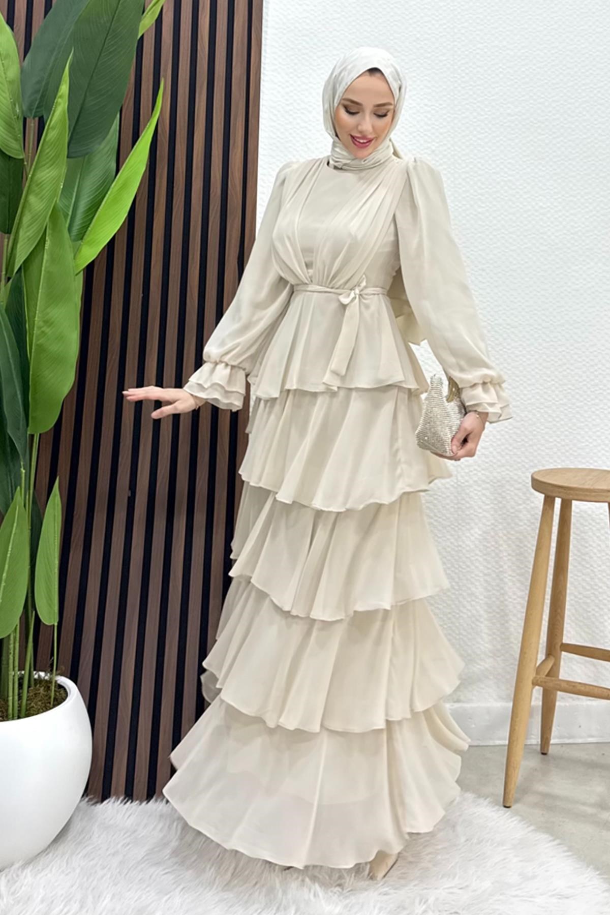 Dilara Şifon Abiye Bej