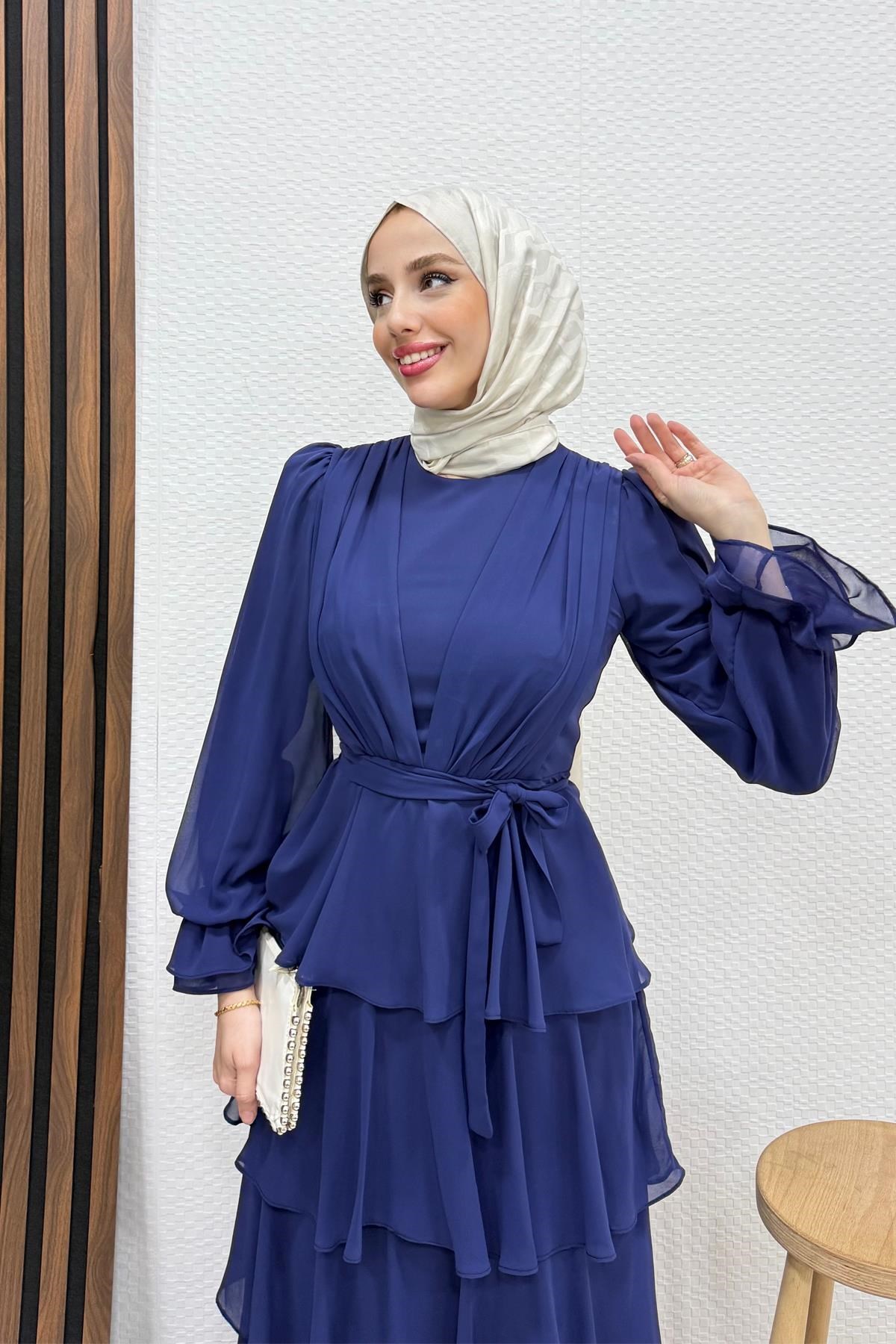 Dilara Şifon Abiye Lacivert