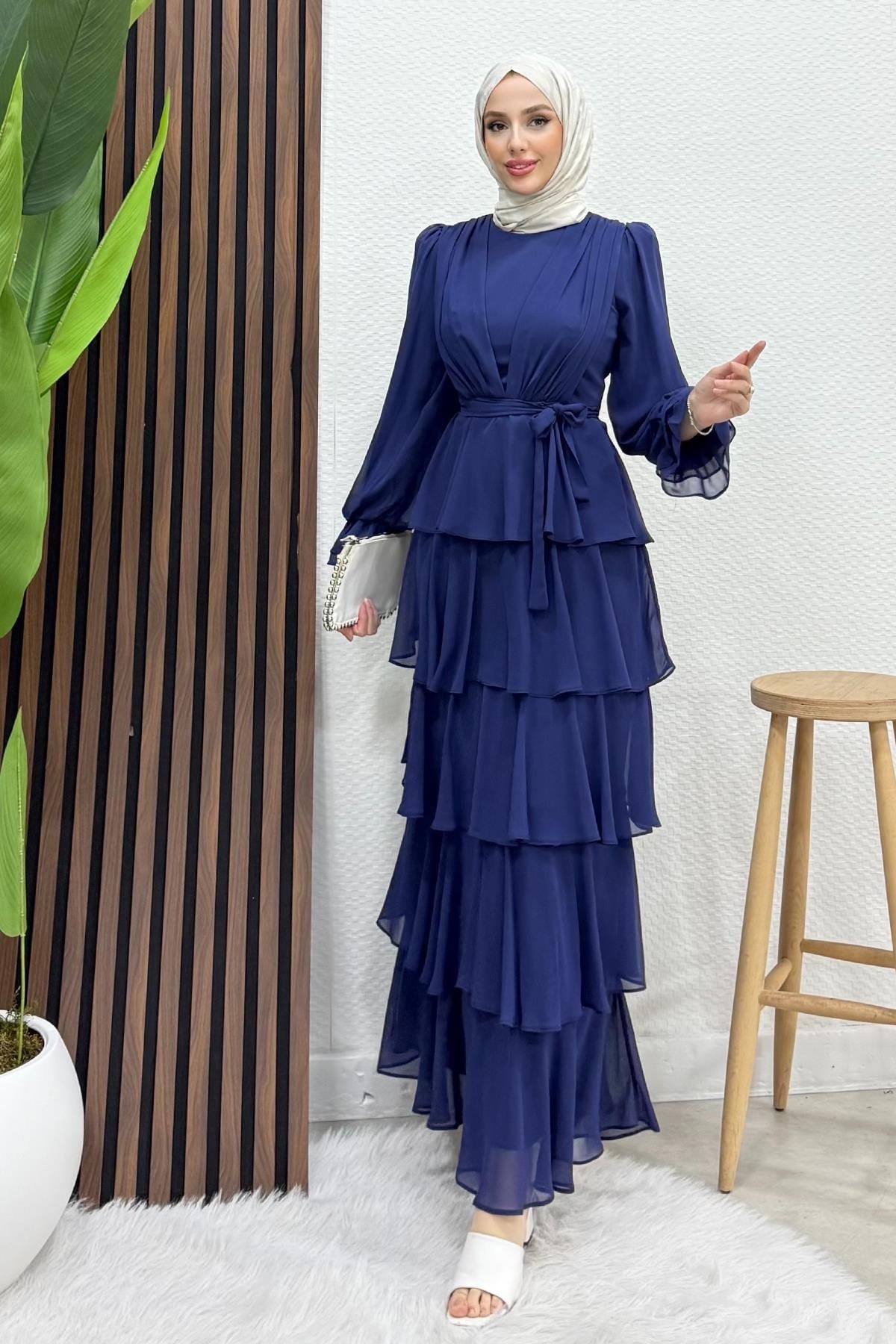Dilara Şifon Abiye Lacivert