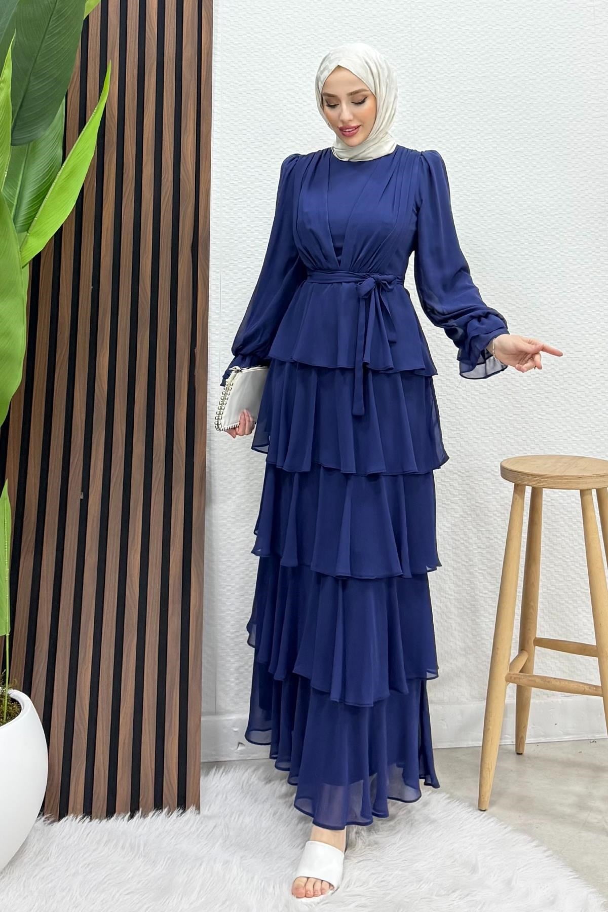 Dilara Şifon Abiye Lacivert