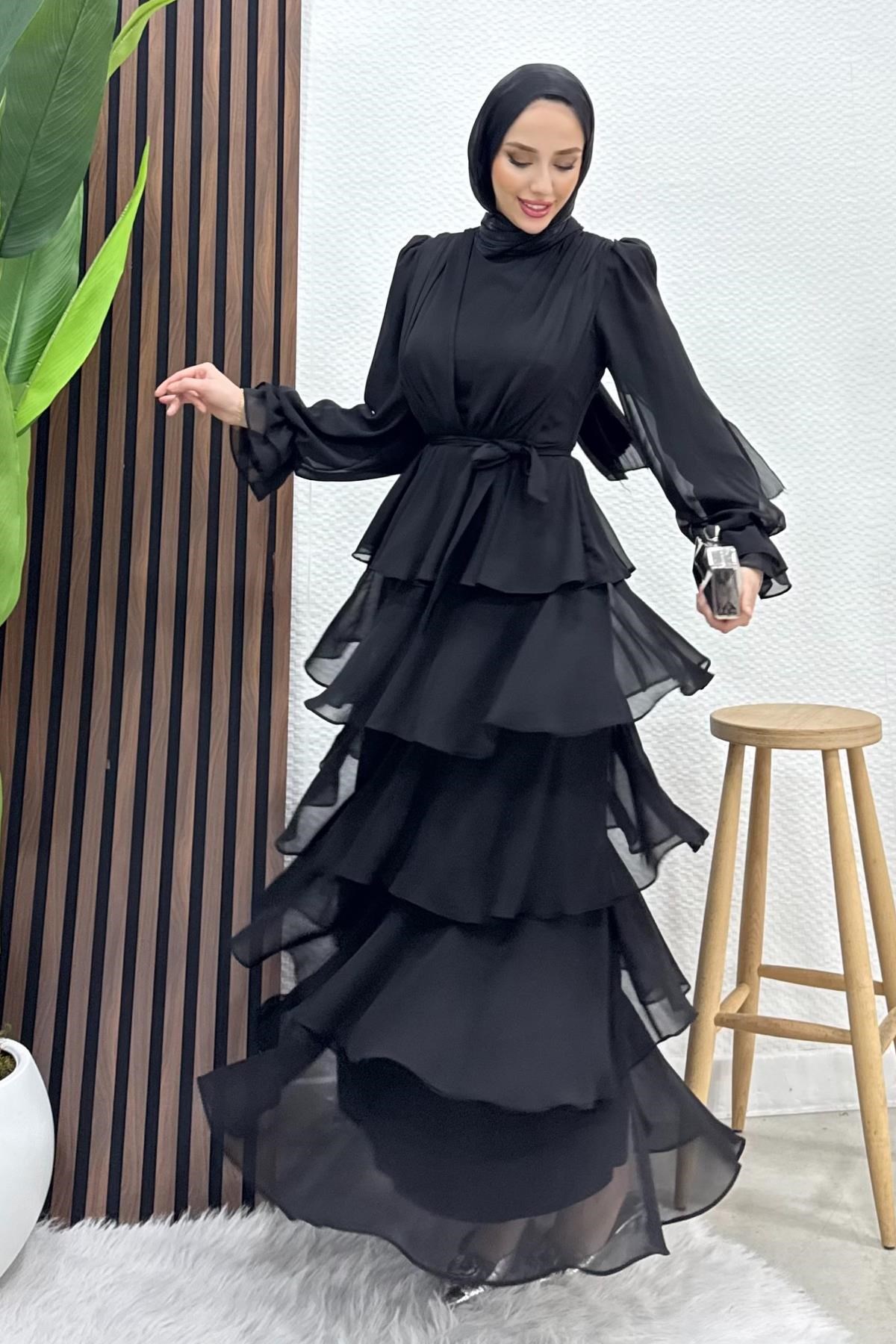 Dilara Şifon Abiye Siyah