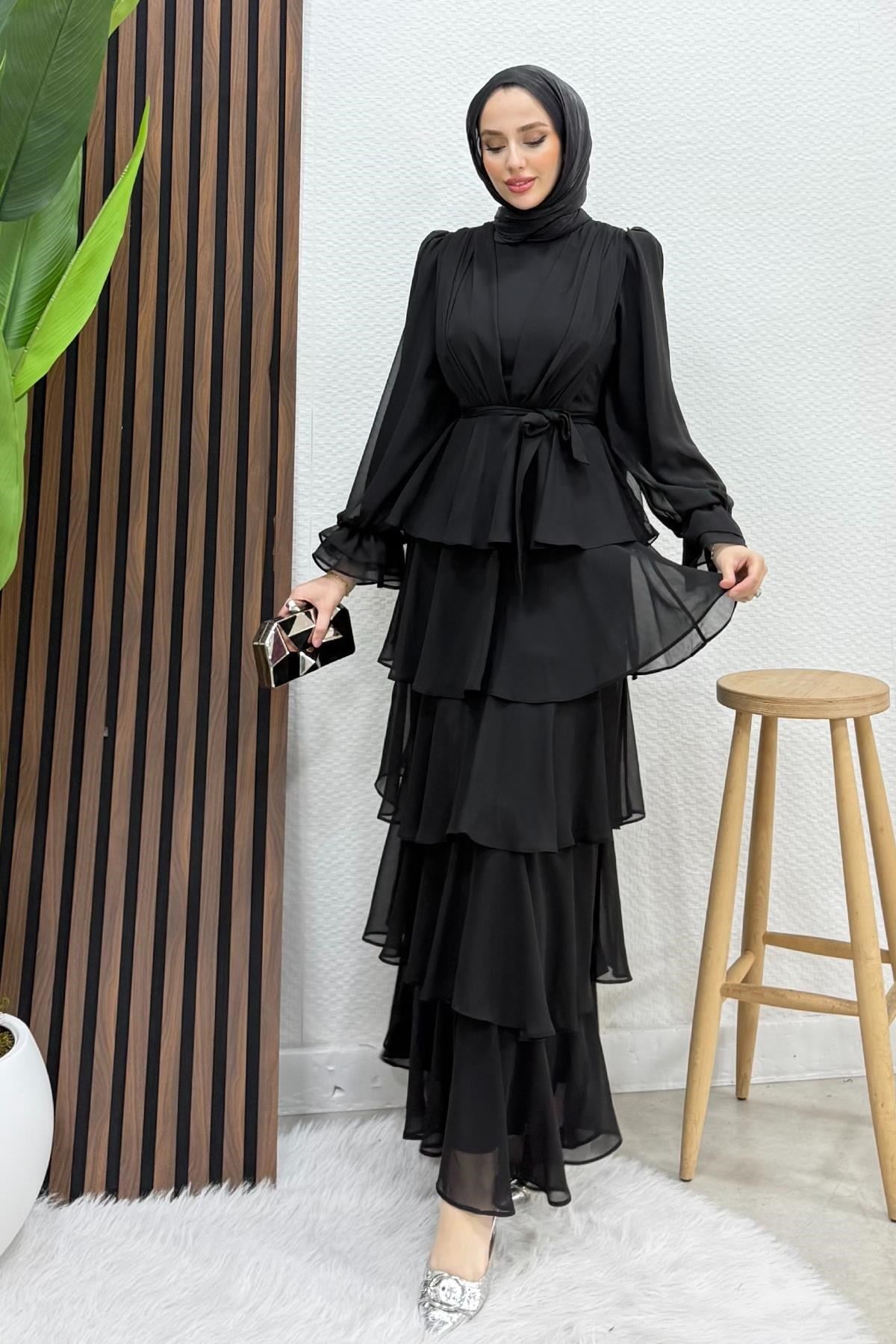 Dilara Şifon Abiye Siyah