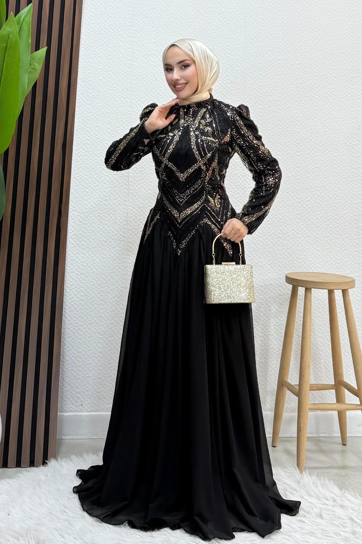 Dilşah Boncuk İşleme Abiye Gold