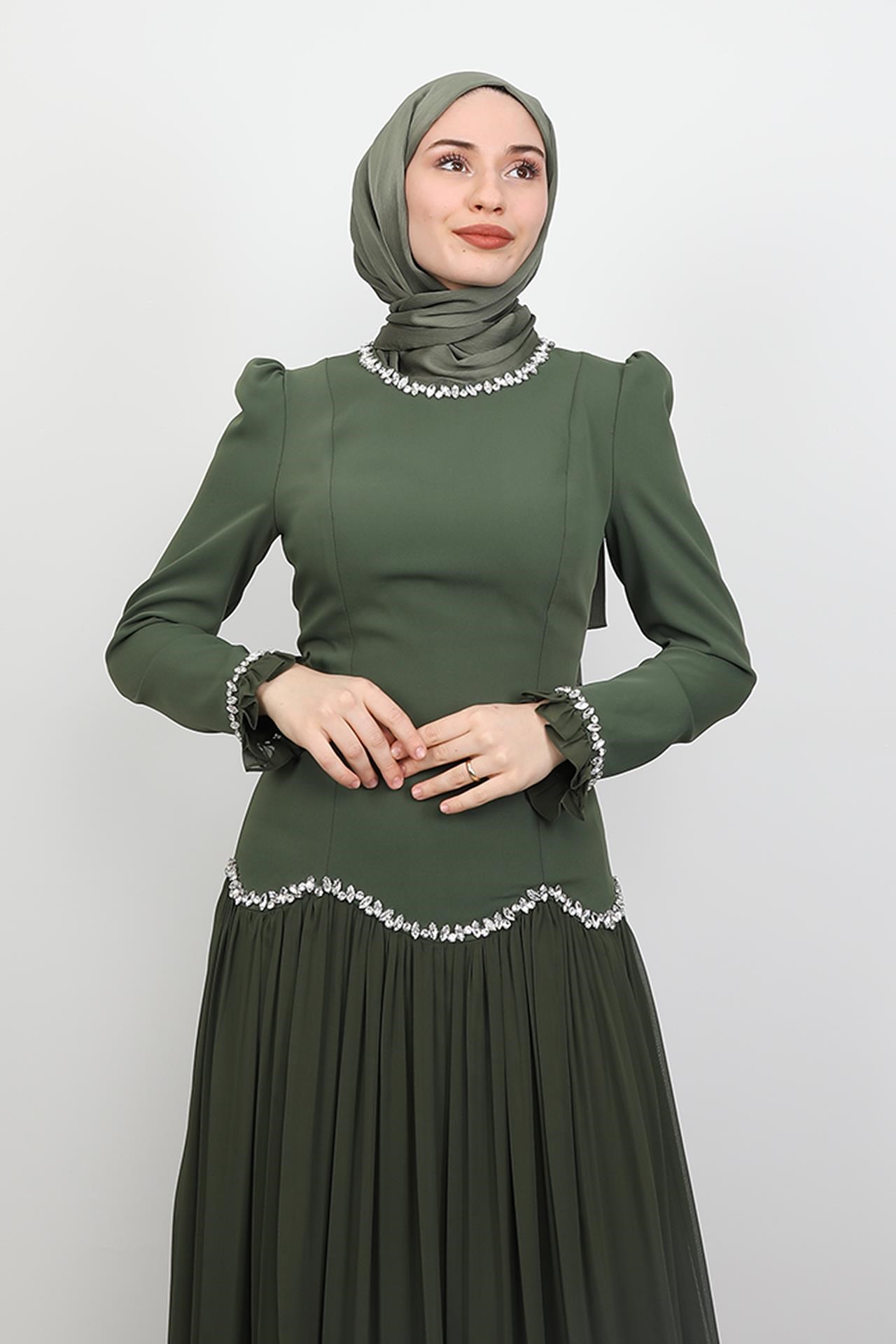 Eftalya Sırt Detay Abiye Haki
