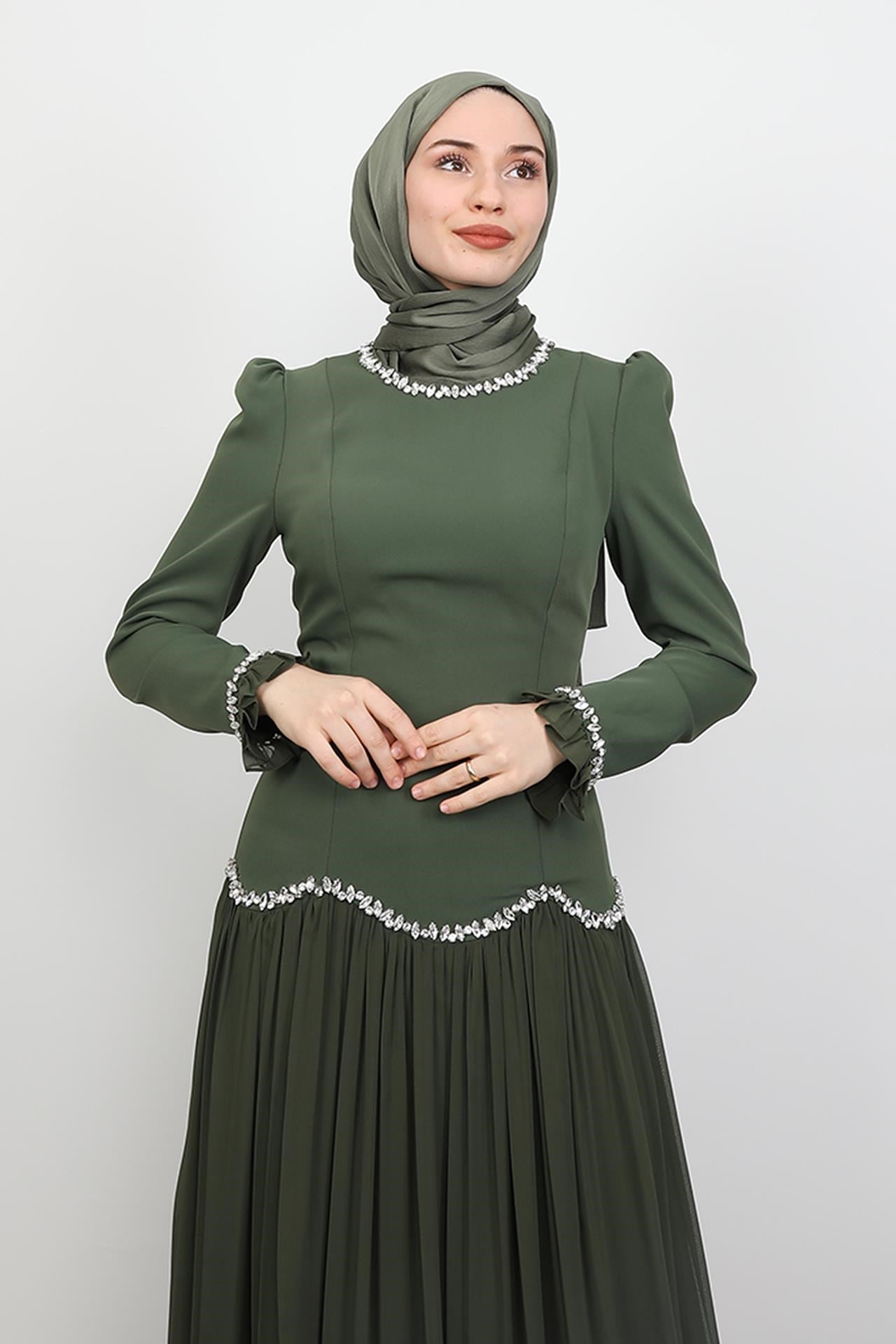 Eftalya Sırt Detay Abiye Haki