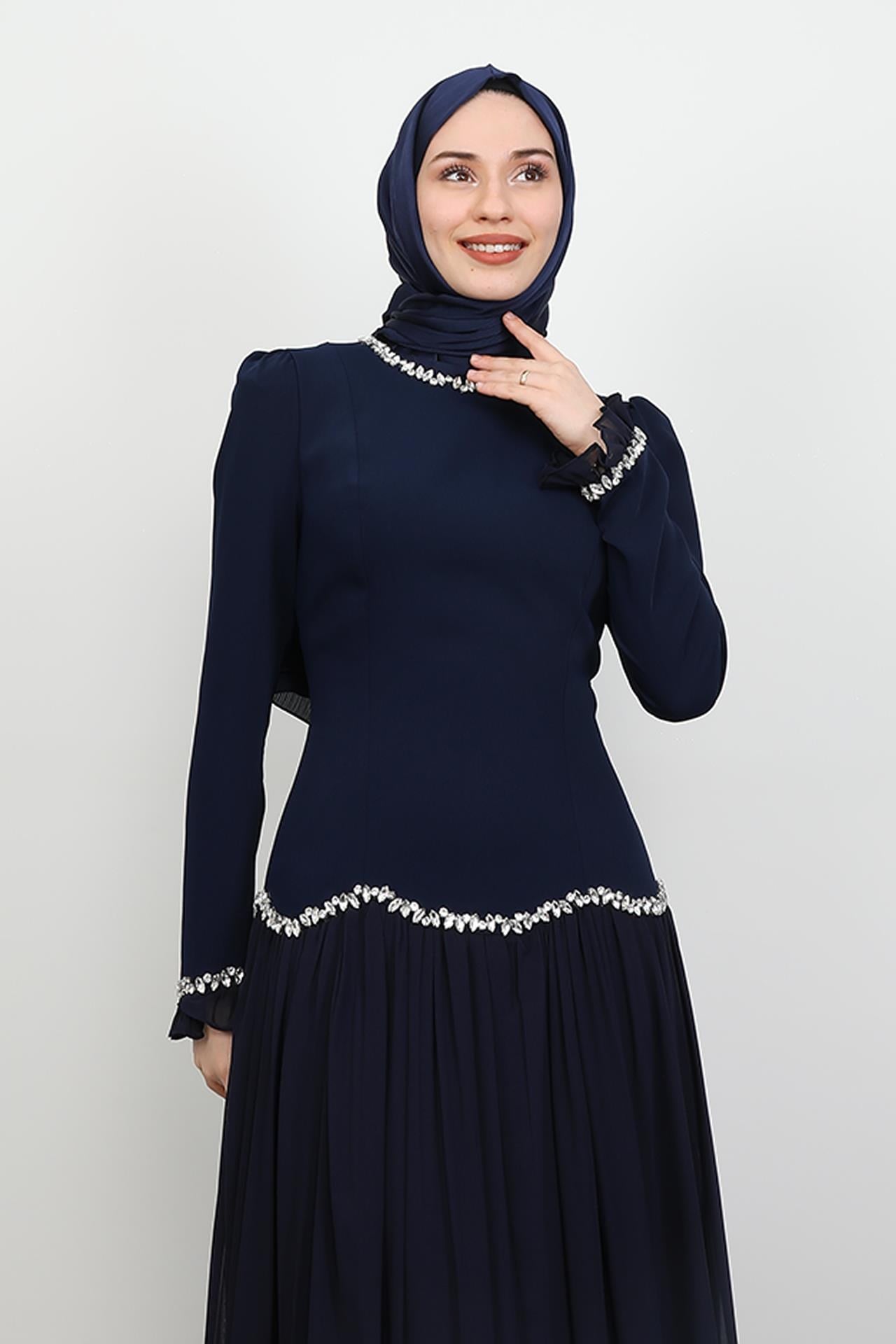 Eftalya Sırt Detay Abiye Lacivert