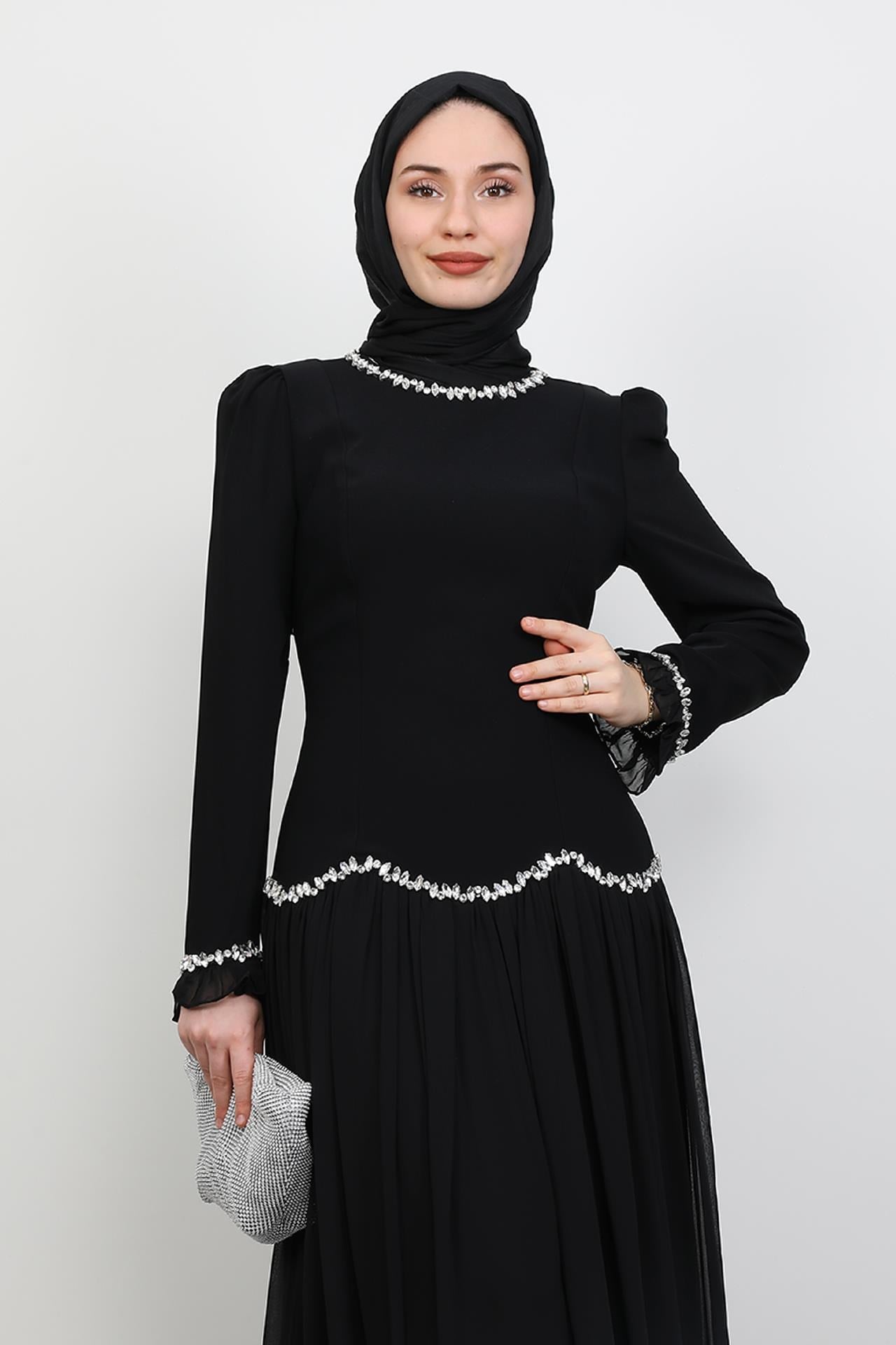 Eftalya Sırt Detay Abiye Siyah