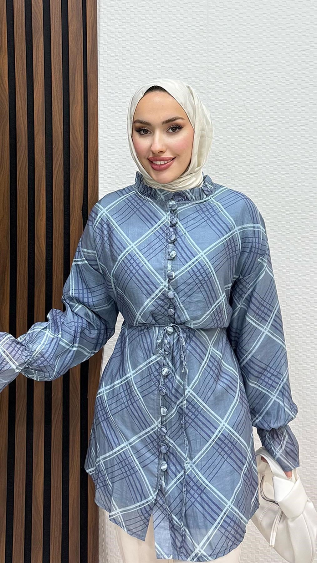Ekose Gömlek İndigo