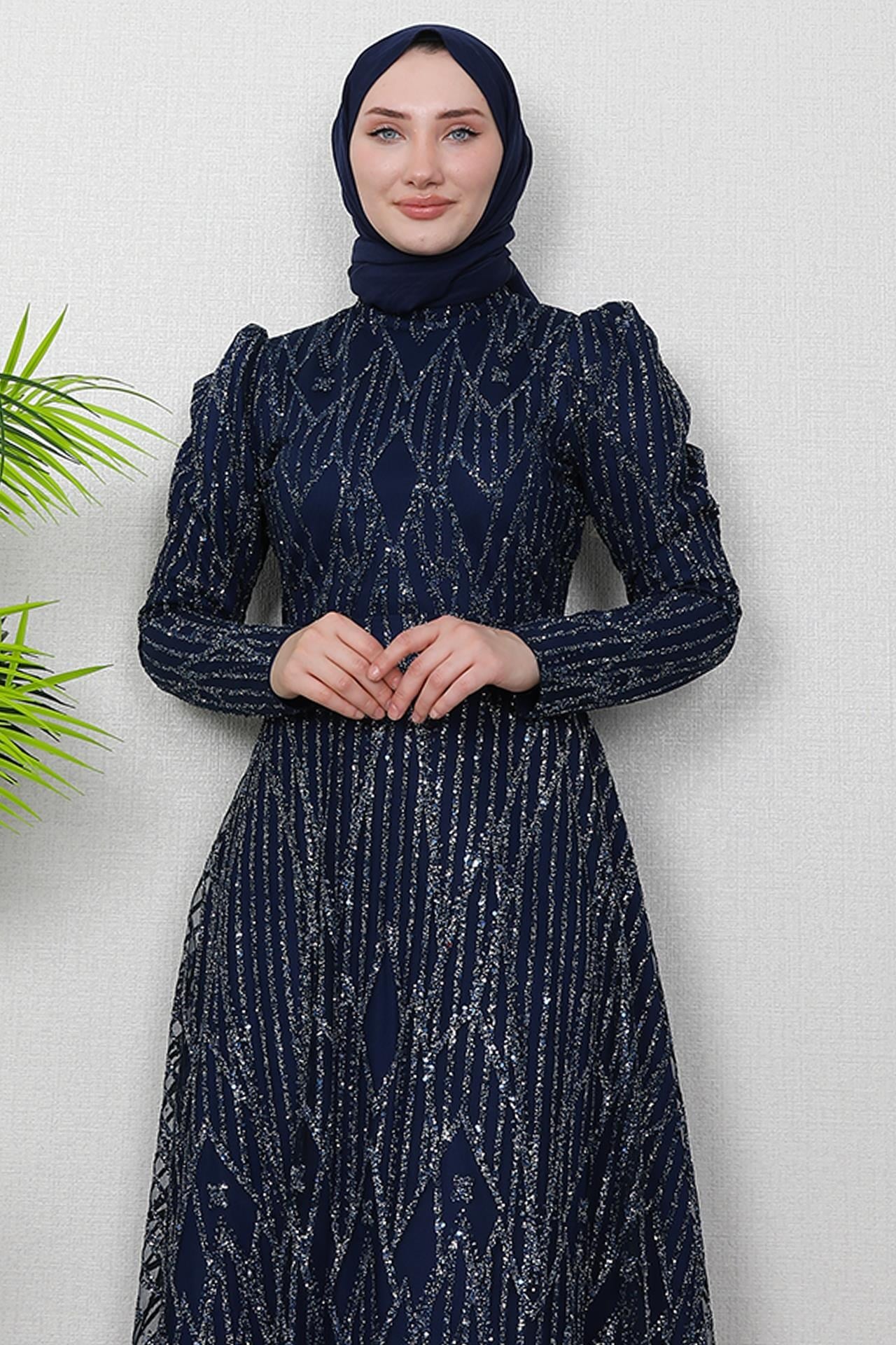 Elisa Tesettür Abiye Lacivert