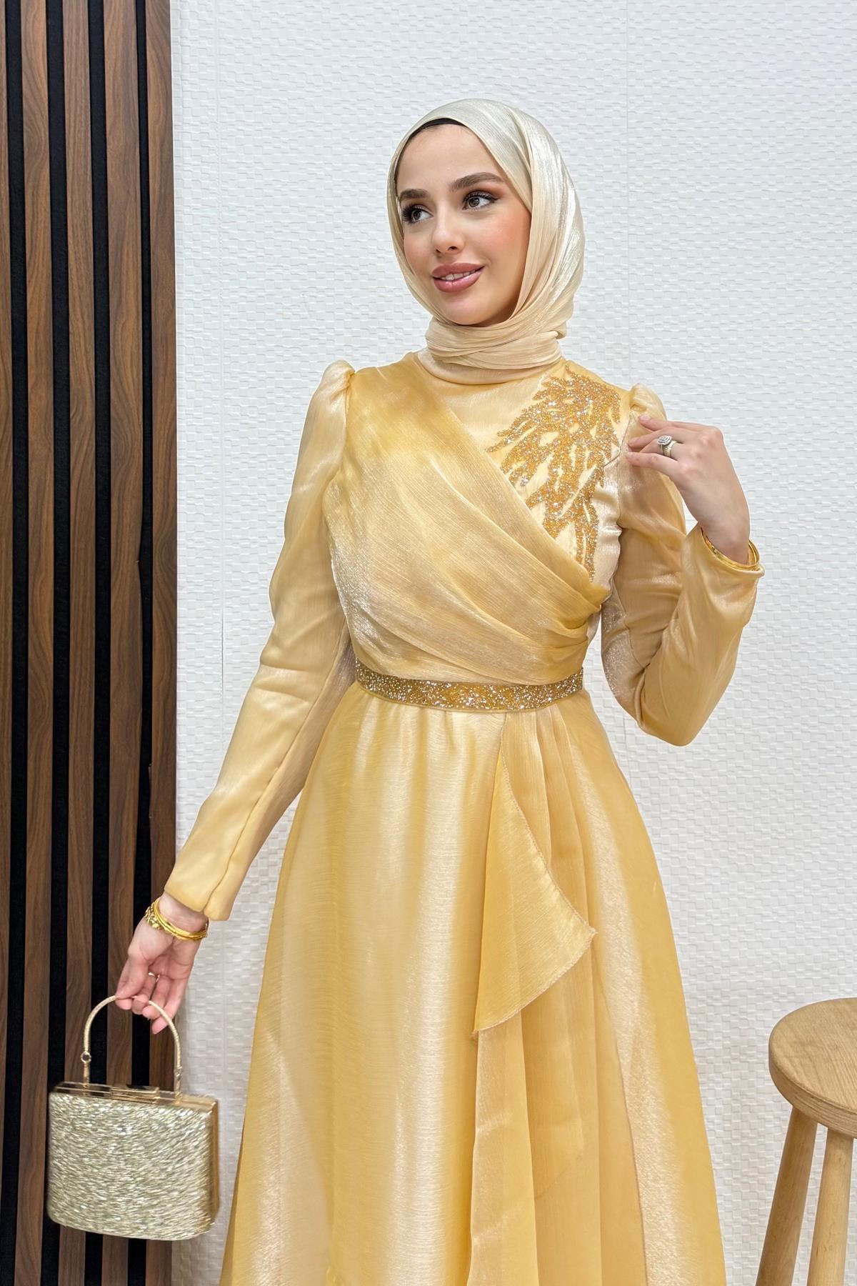Eliza Tesettür Abiye Gold