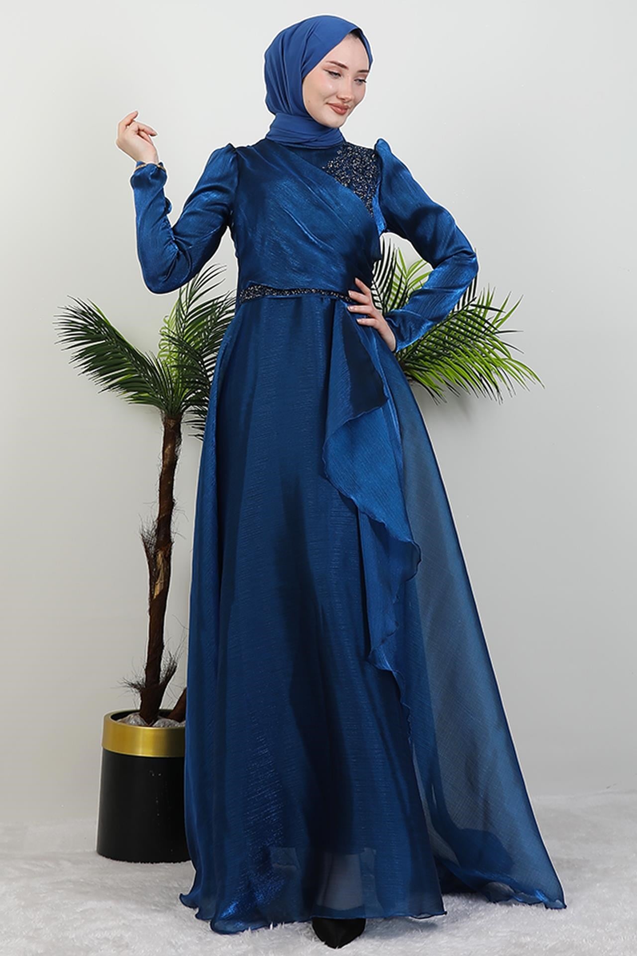 Eliza Tesettür Abiye Lacivert