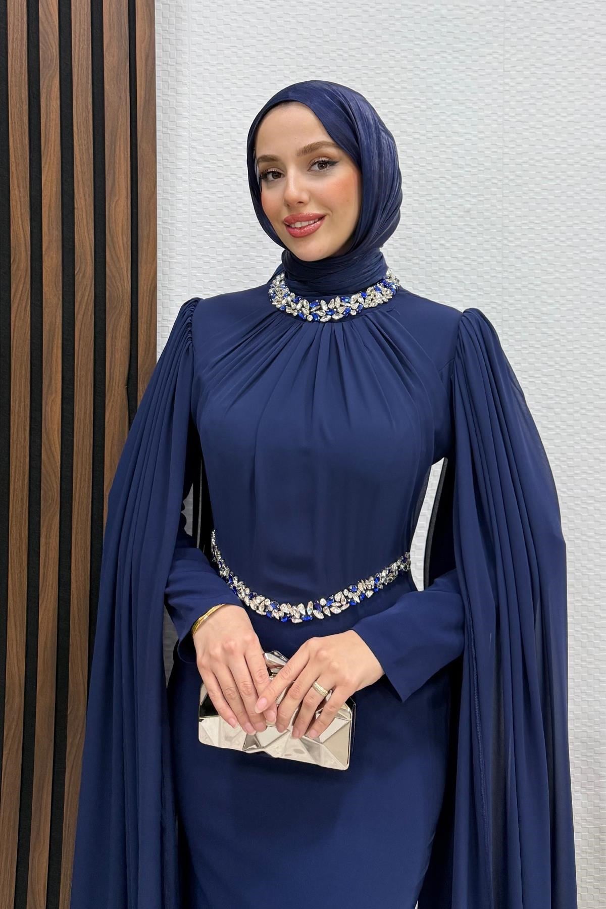 Elonor Şifon Abiye Lacivert