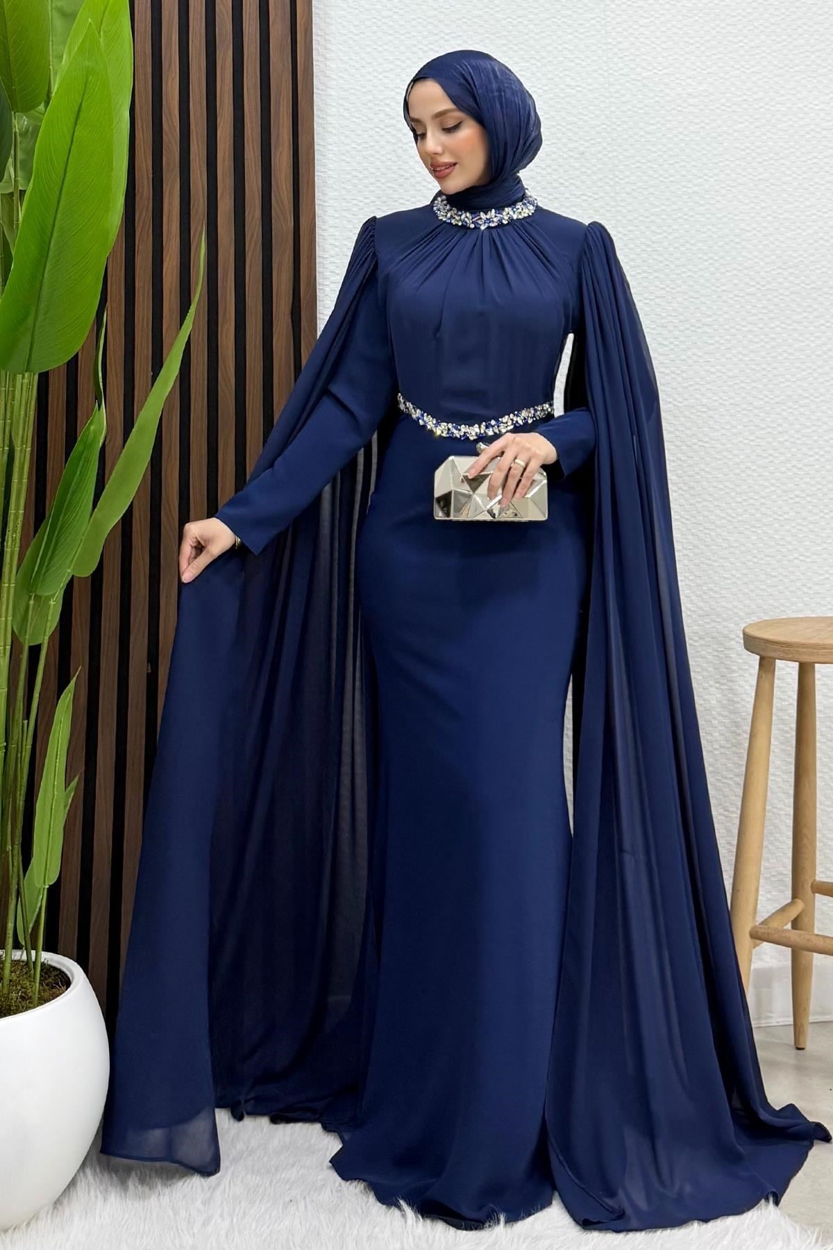Elonor Şifon Abiye Lacivert