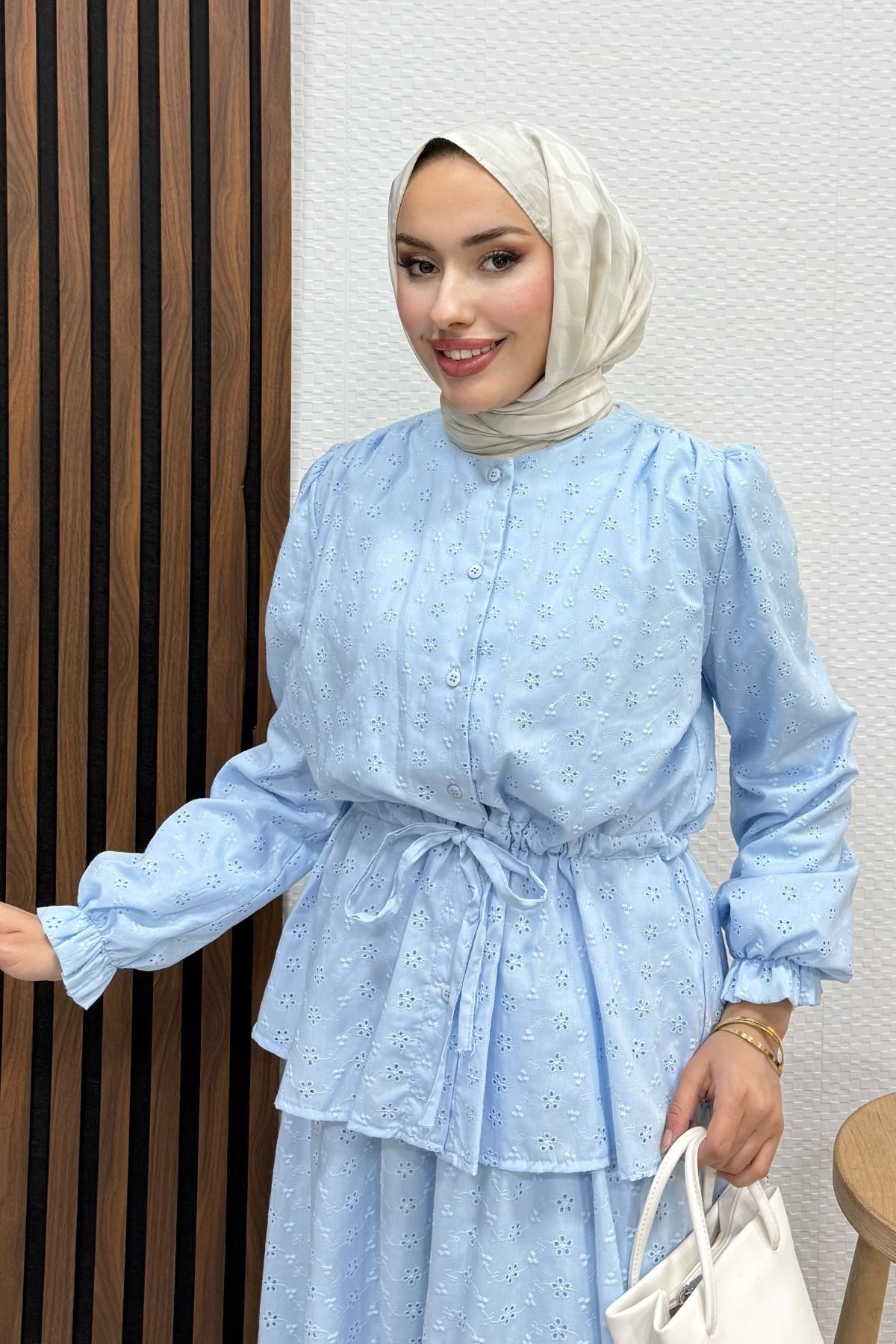 Elya Etekli Takım Bebe Mavi