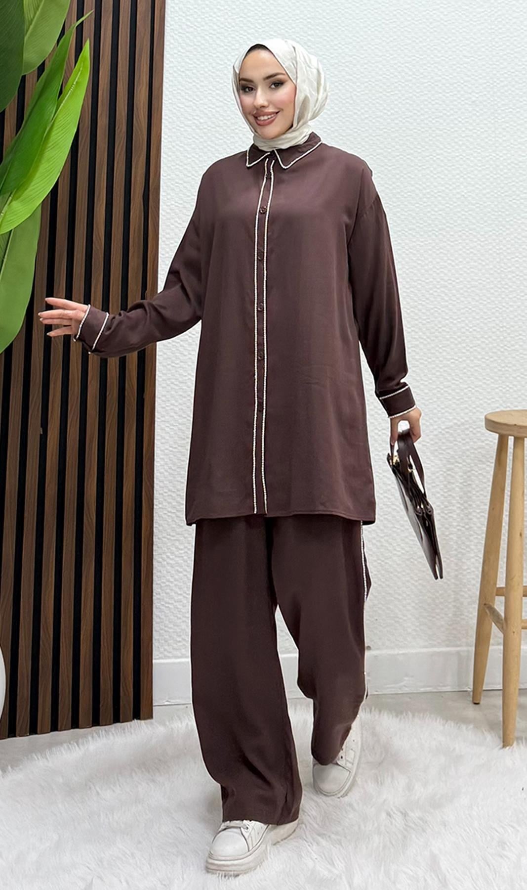 Emma Taşlı Takım Kahve