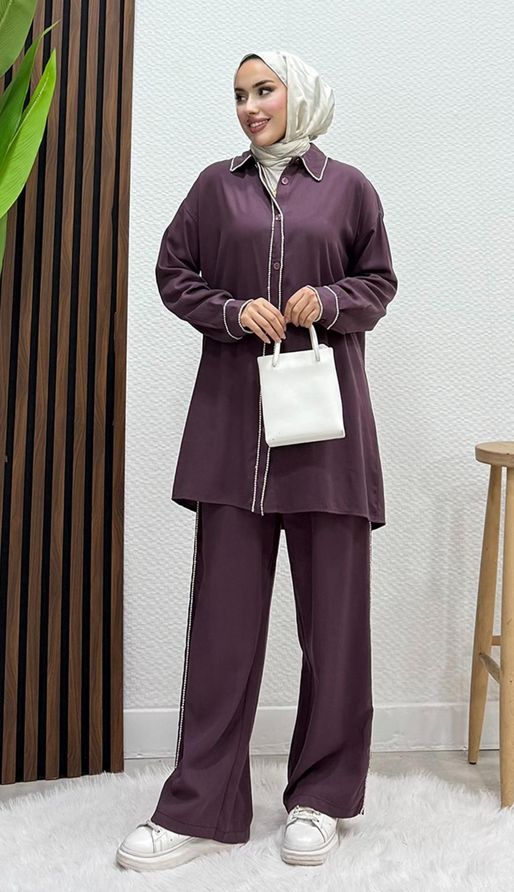 Emma Taşlı Takım Mürdüm