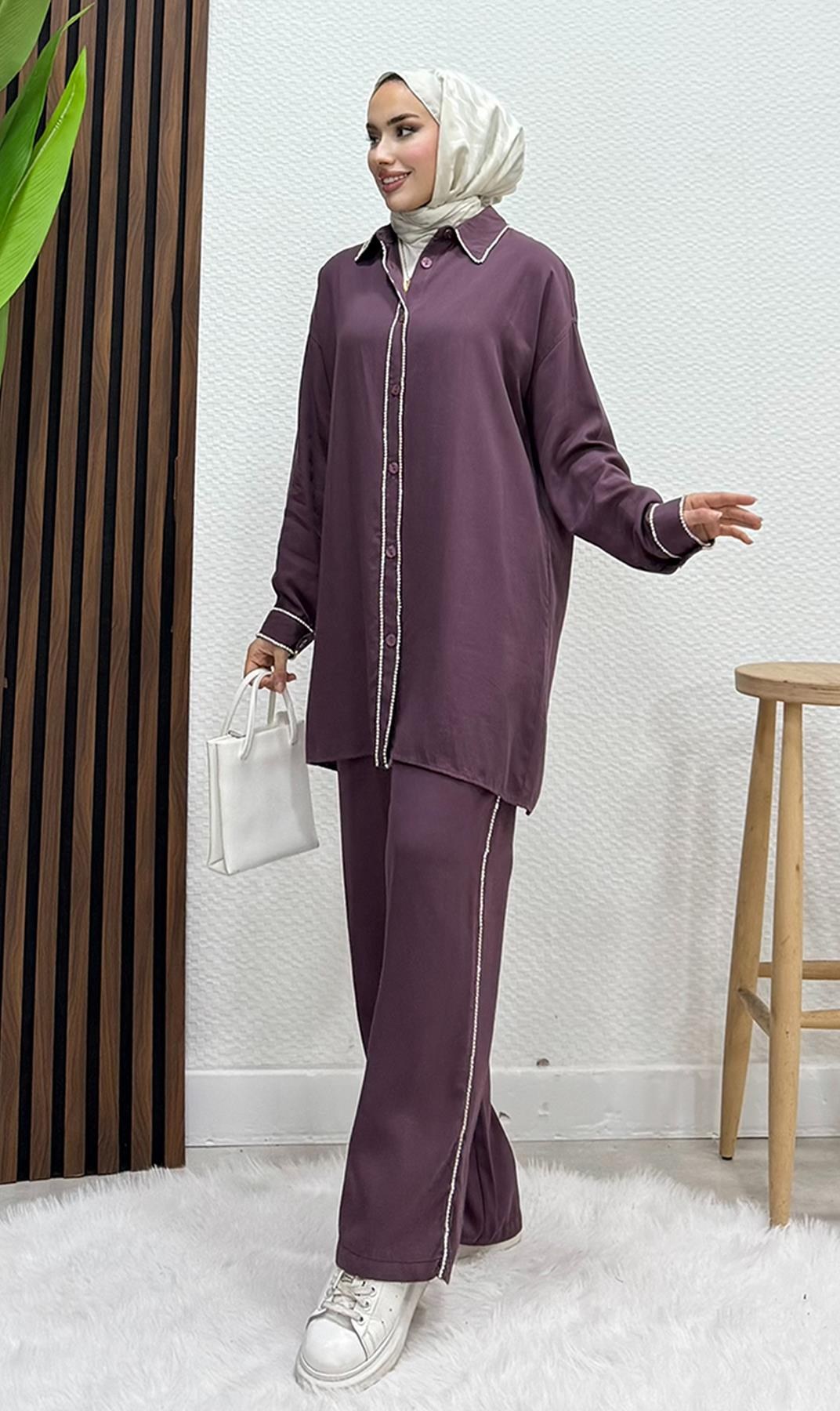 Emma Taşlı Takım Mürdüm