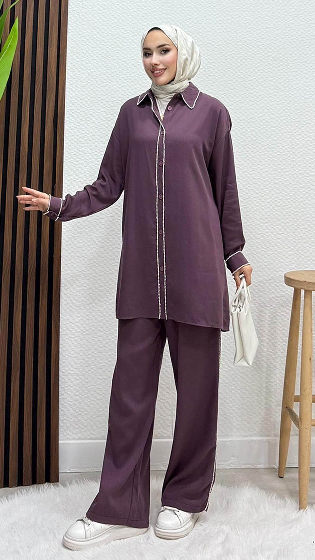 Emma Taşlı Takım Mürdüm