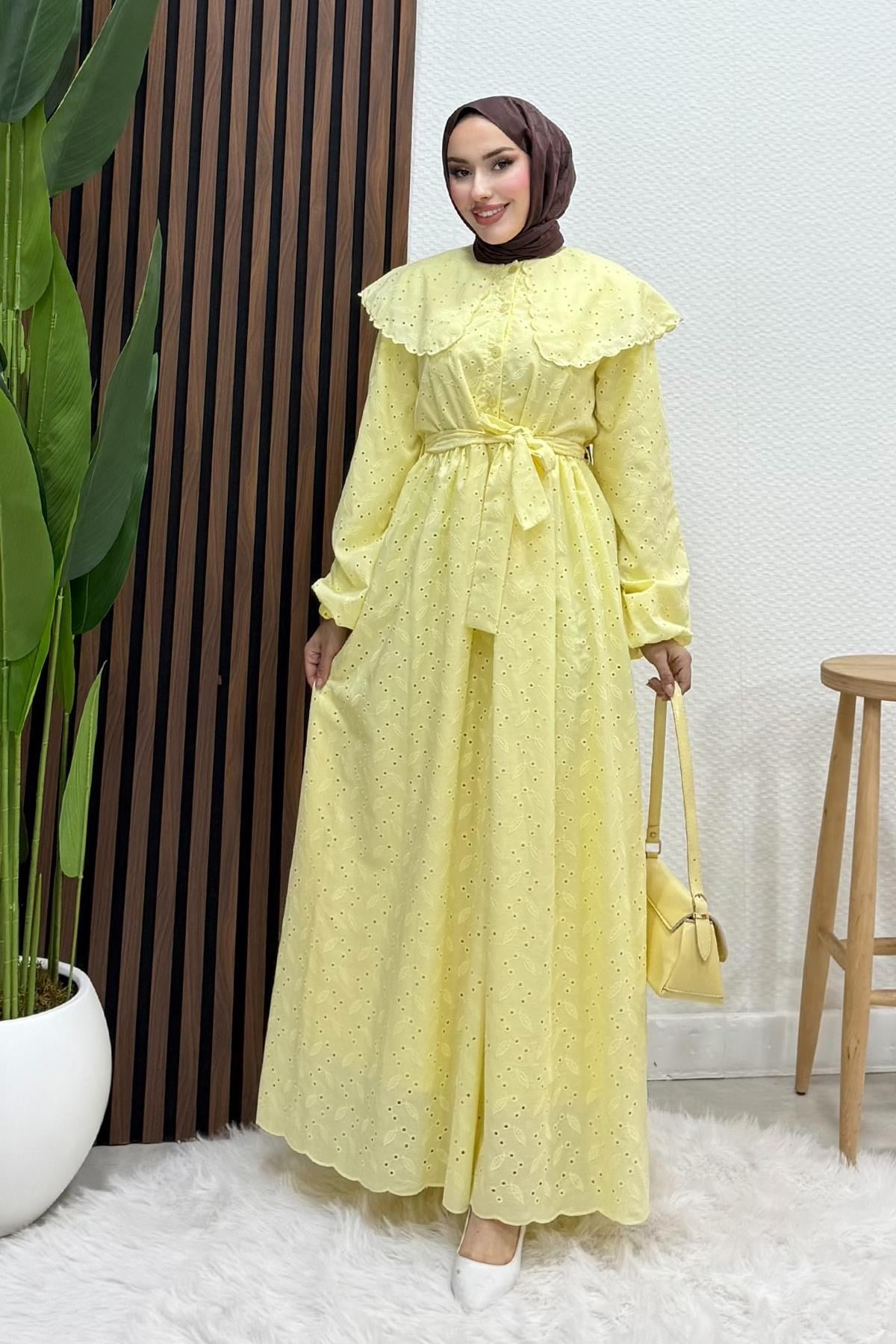 Erina Cotton Elbise Sarı