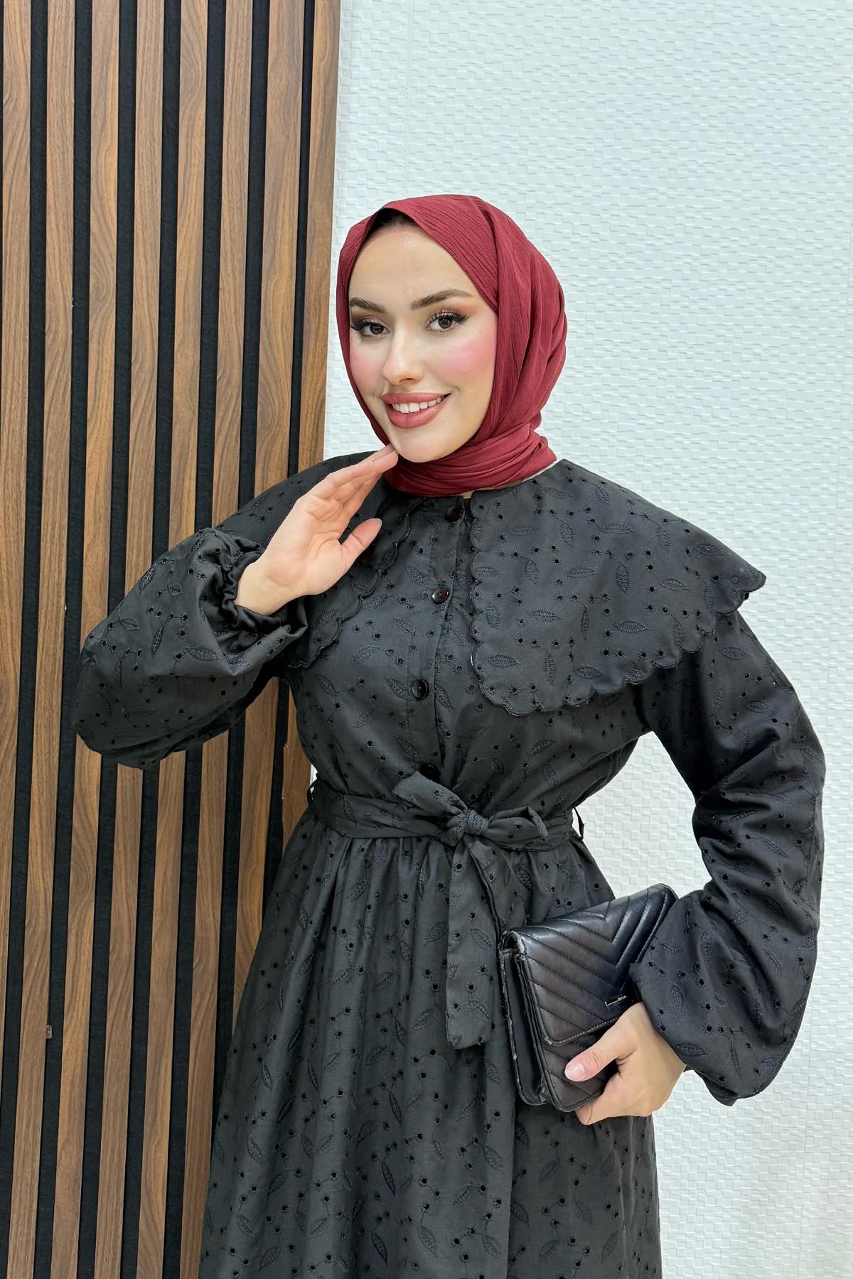Erina Cotton Elbise Siyah