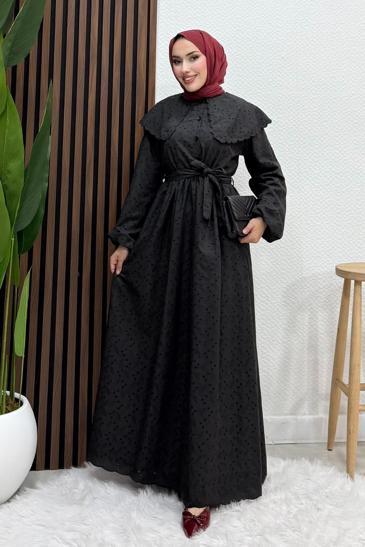 Erina Cotton Elbise Siyah