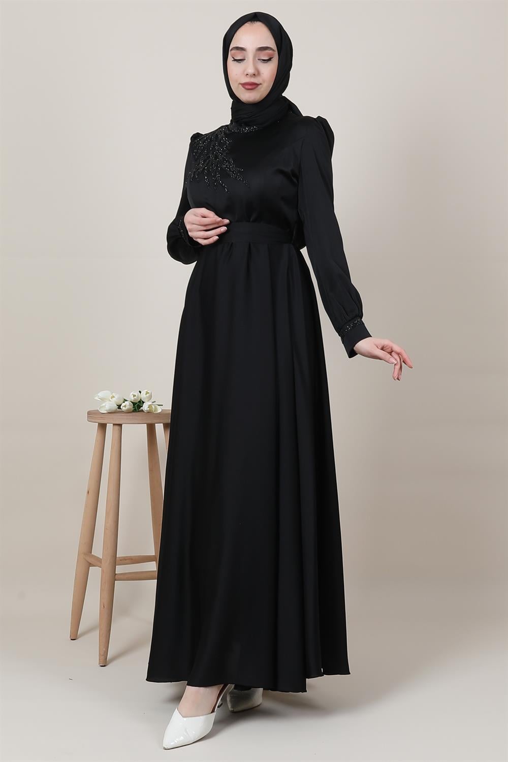 Esila Tesettür Abiye Siyah