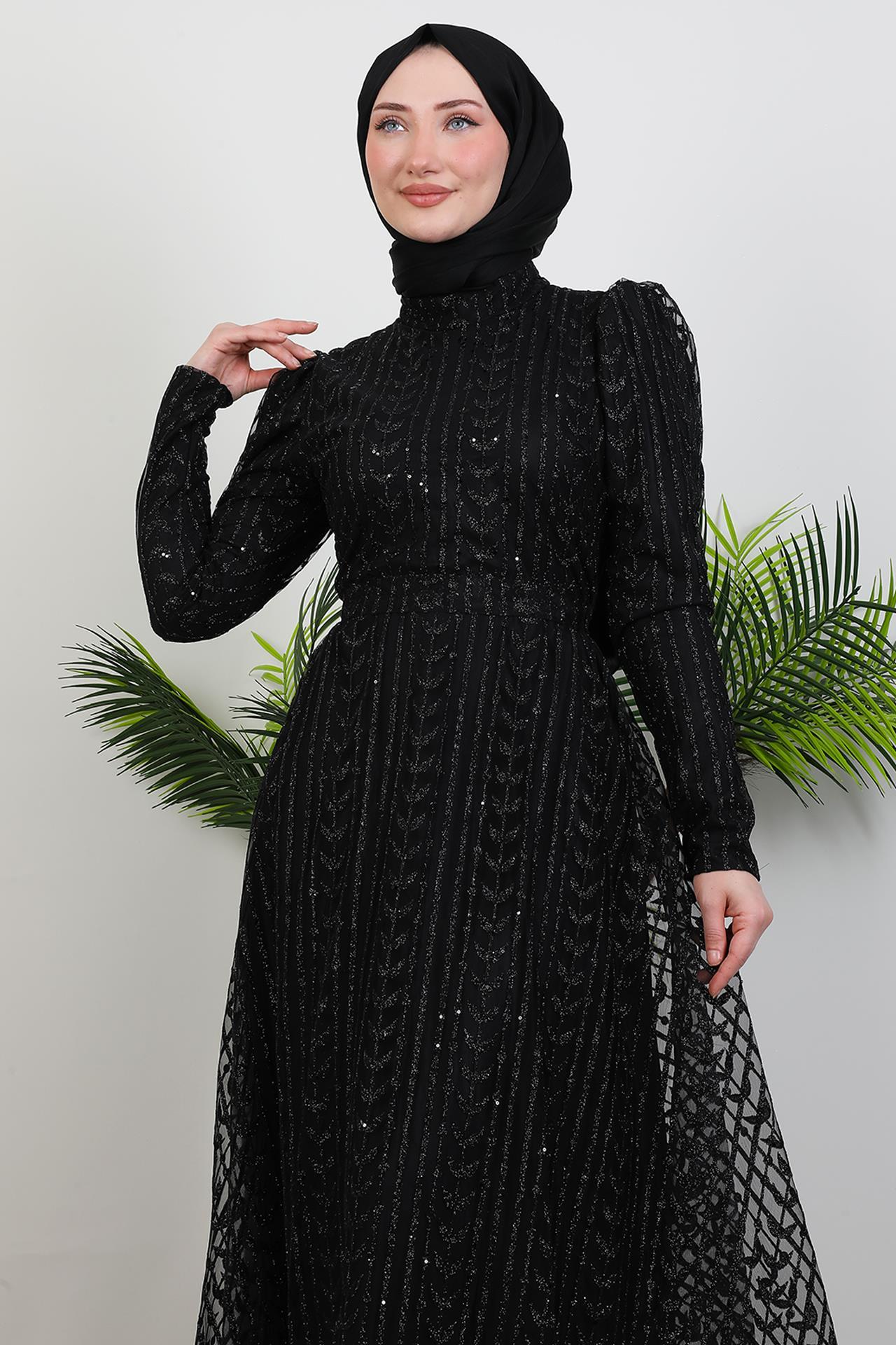 Eva Simli Tesettür Elbise Siyah