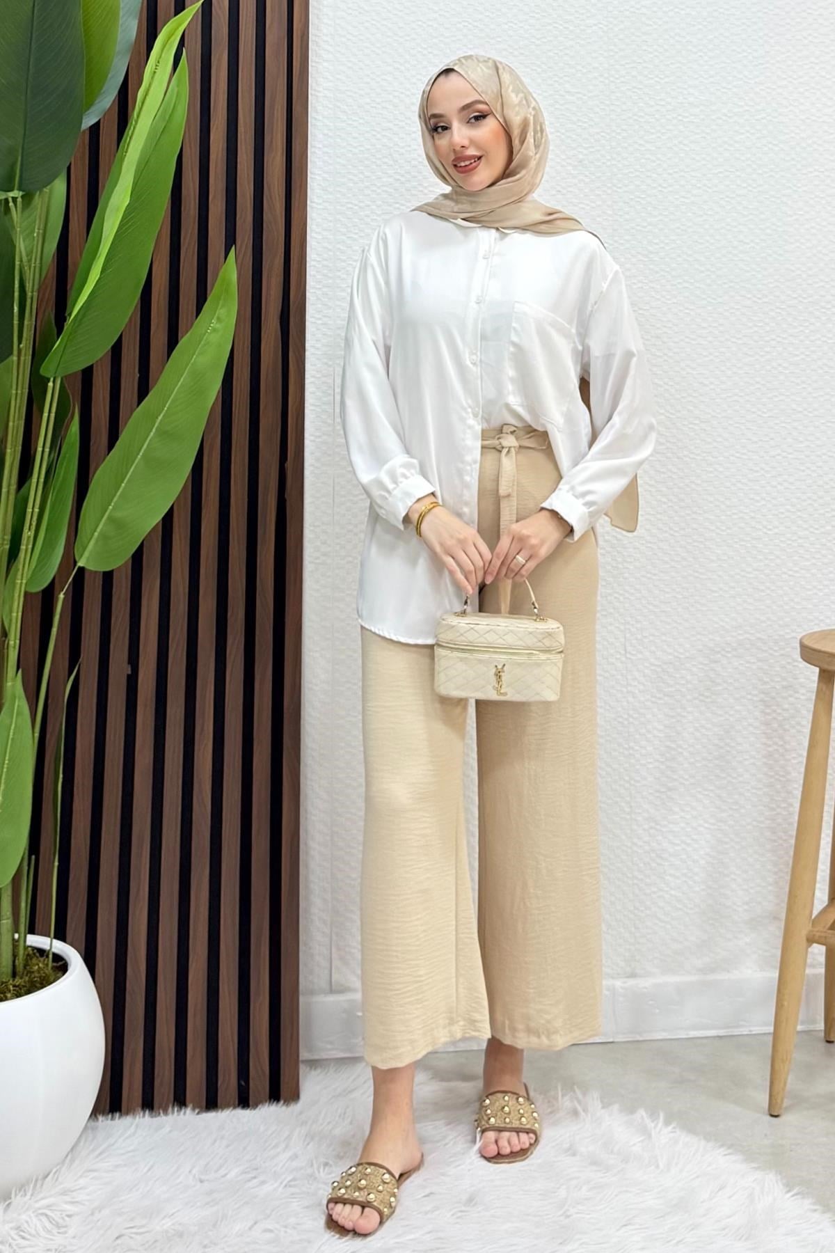 Evora Likralı Pantolon Bej
