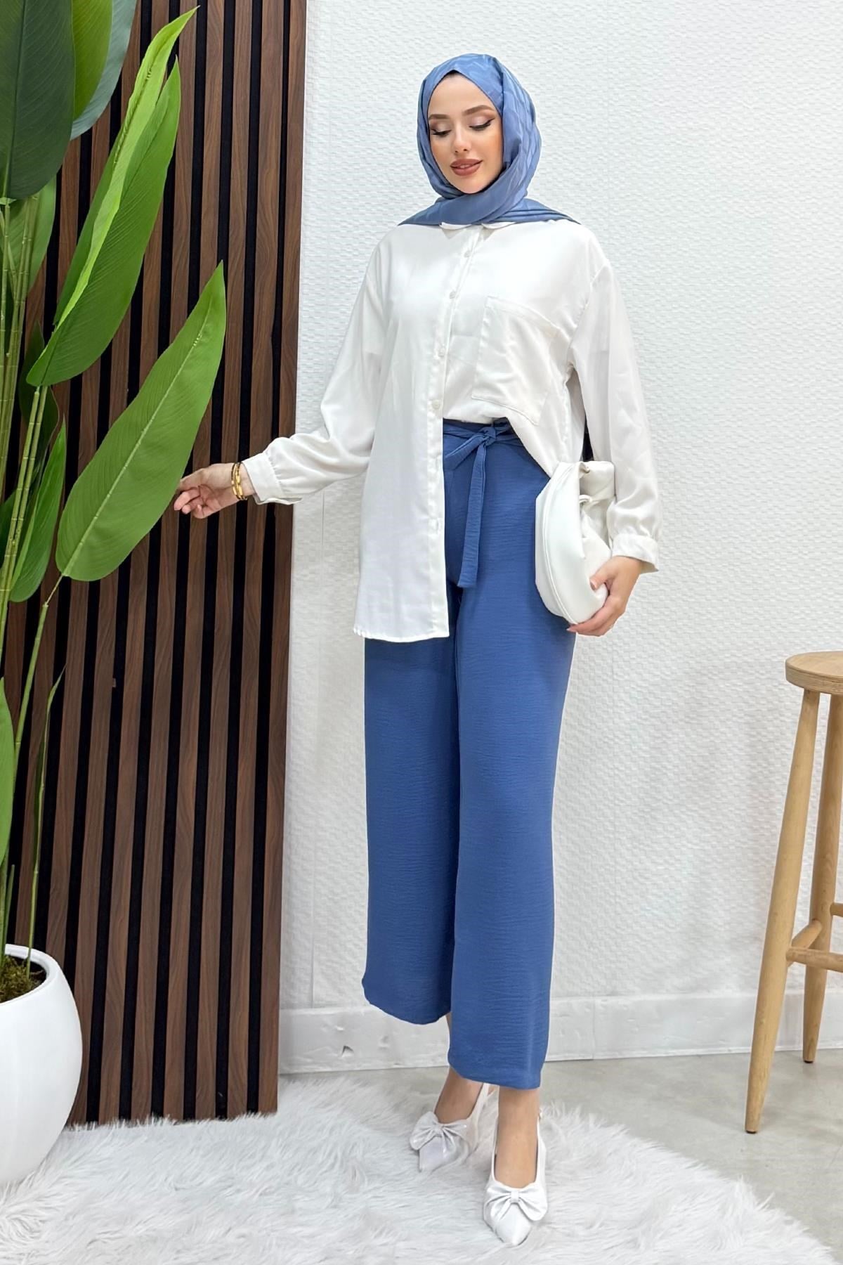 Evora Likralı Pantolon İndigo
