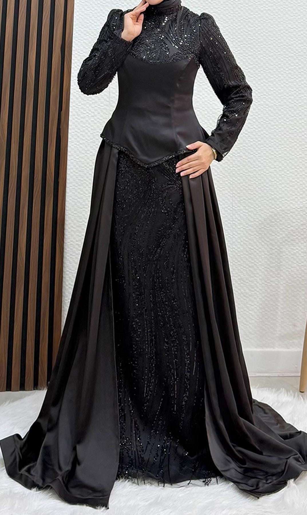 Feriha Korse Detay Abiye Siyah