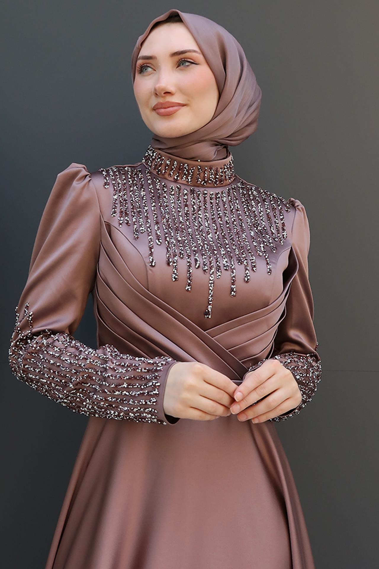 Feyda Tesettür Abiye Gül Kurusu