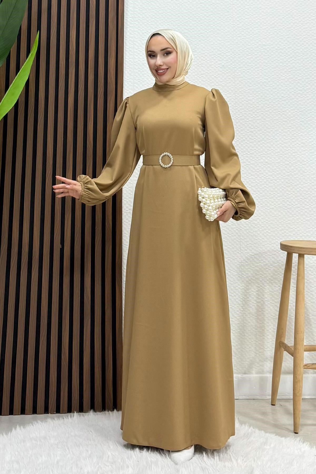 Feyza Tesettür Elbise Sütlükahve
