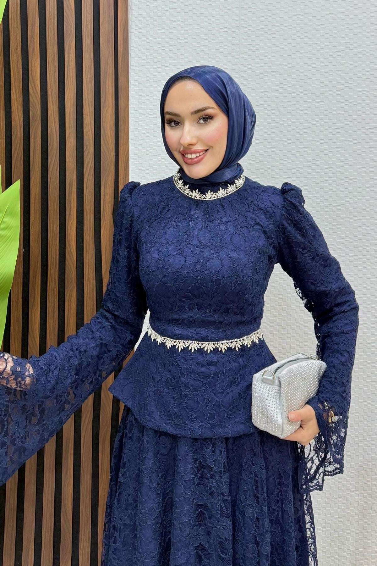 Fransa Dantel Takım Lacivert