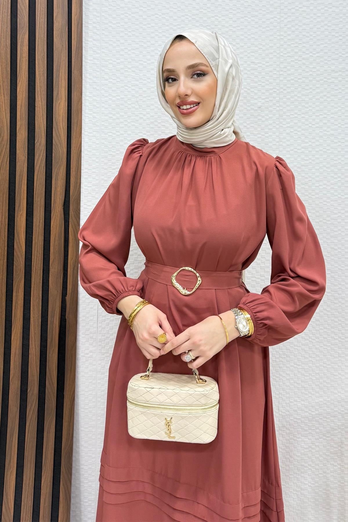 Fulya Krep Elbise Mercan
